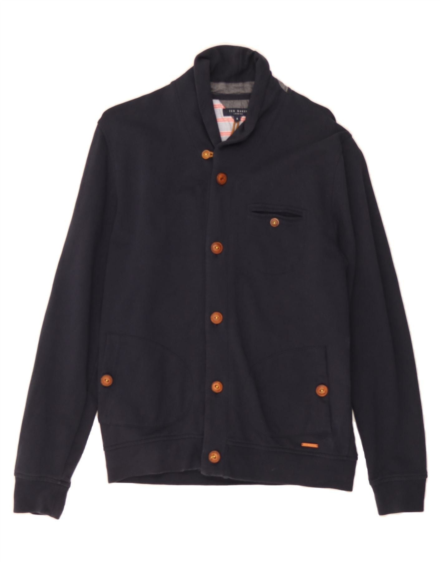 TED BAKER Mens Cardigan Sweater Size 4 Large Navy Blue Cotton Vintage Ted Baker and Second-Hand Ted Baker from Messina Hembry