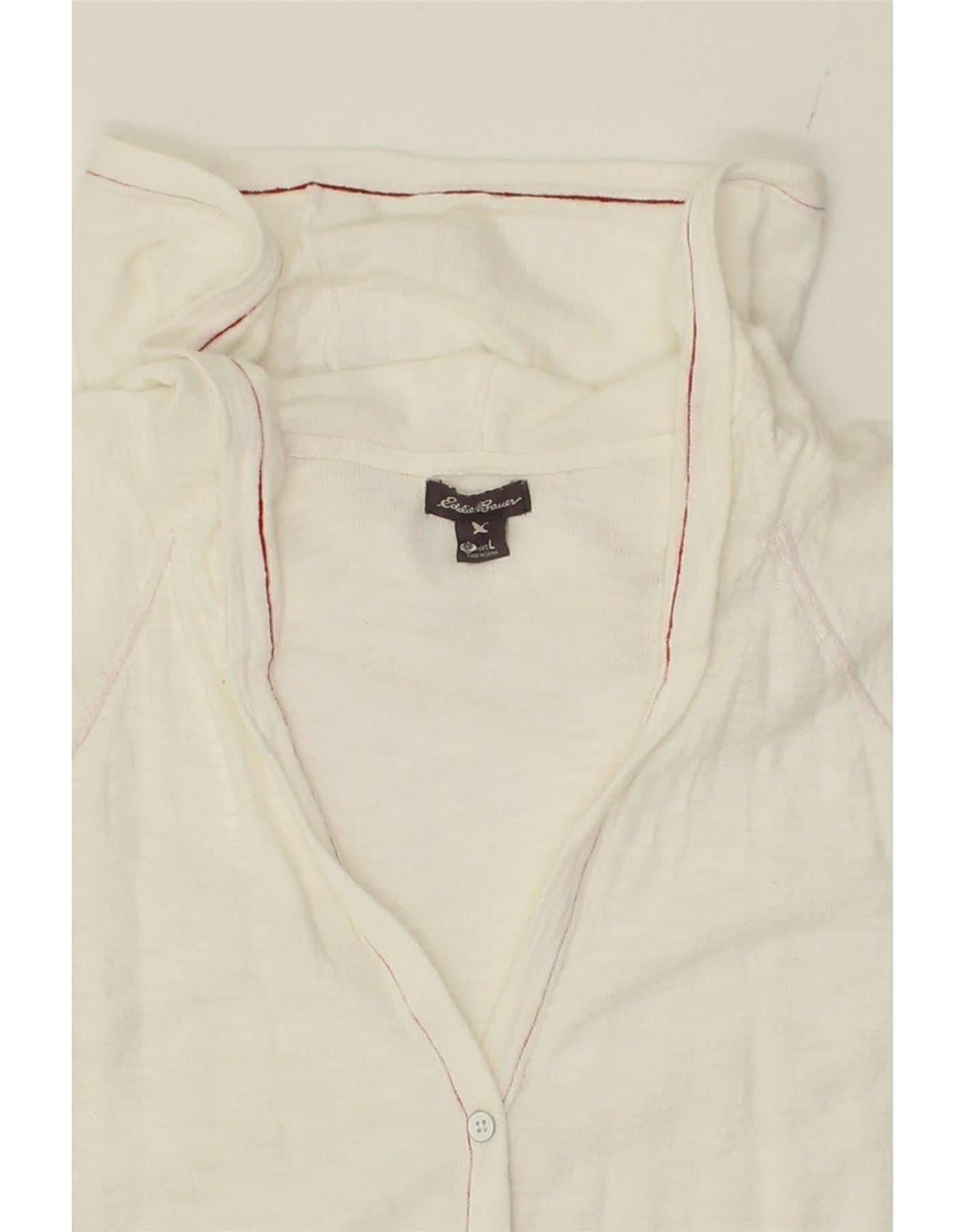 EDDIE BAUER Girls Hooded Longline Cardigan Sweater 11-12 Years Large White Vintage Eddie Bauer and Second-Hand Eddie Bauer from Messina Hembry