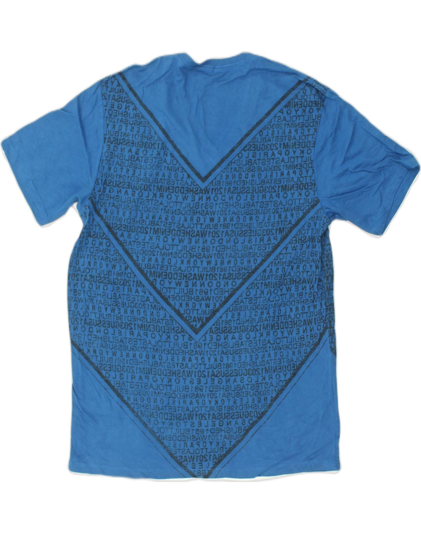 GUESS Mens Graphic T-Shirt Top Small Blue Geometric Cotton | Vintage Guess | Thrift | Second-Hand Guess | Used Clothing | Messina Hembry