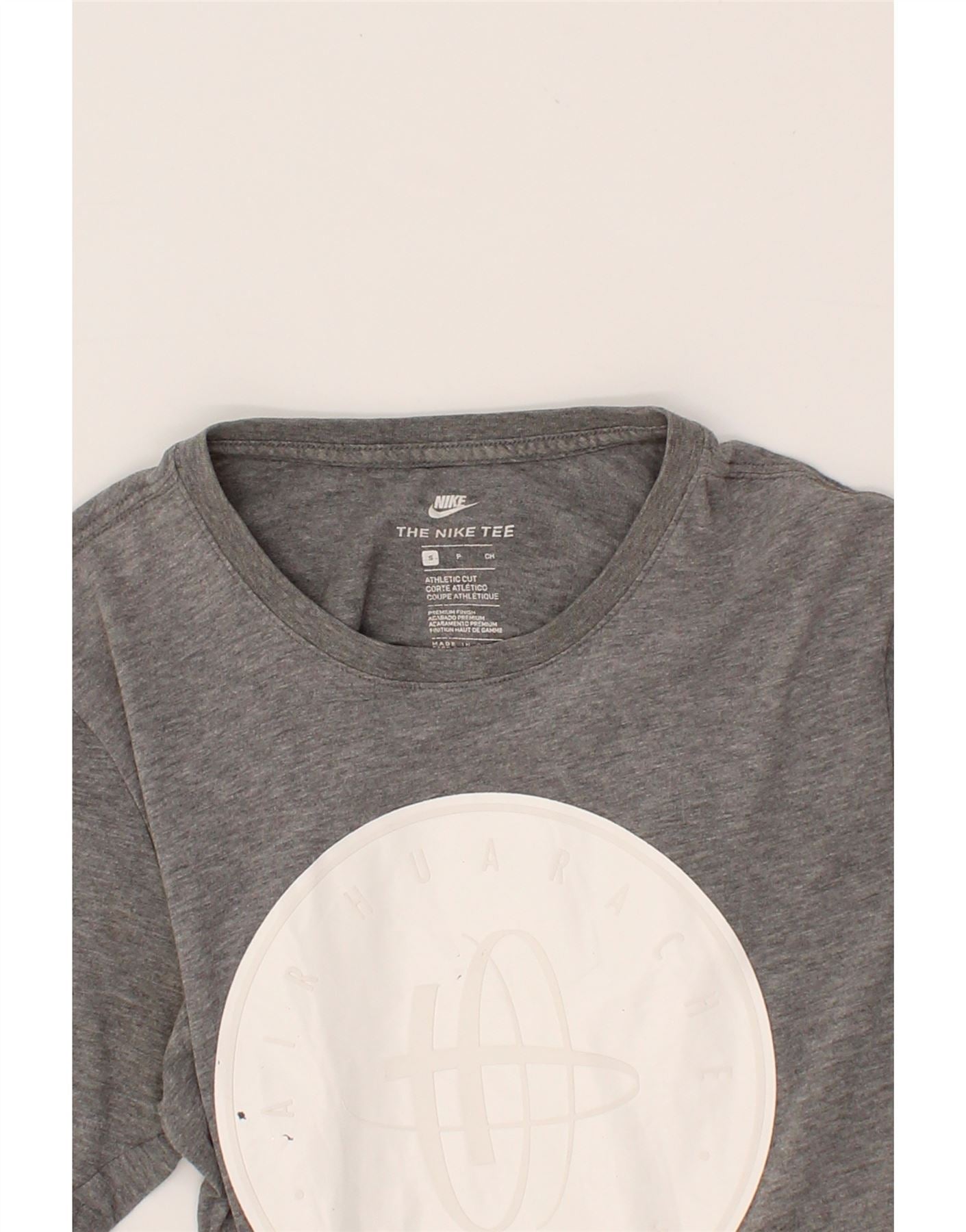 NIKE Mens Athletic Cut Graphic T-Shirt Top Small Grey Cotton Vintage Nike and Second-Hand Nike from Messina Hembry