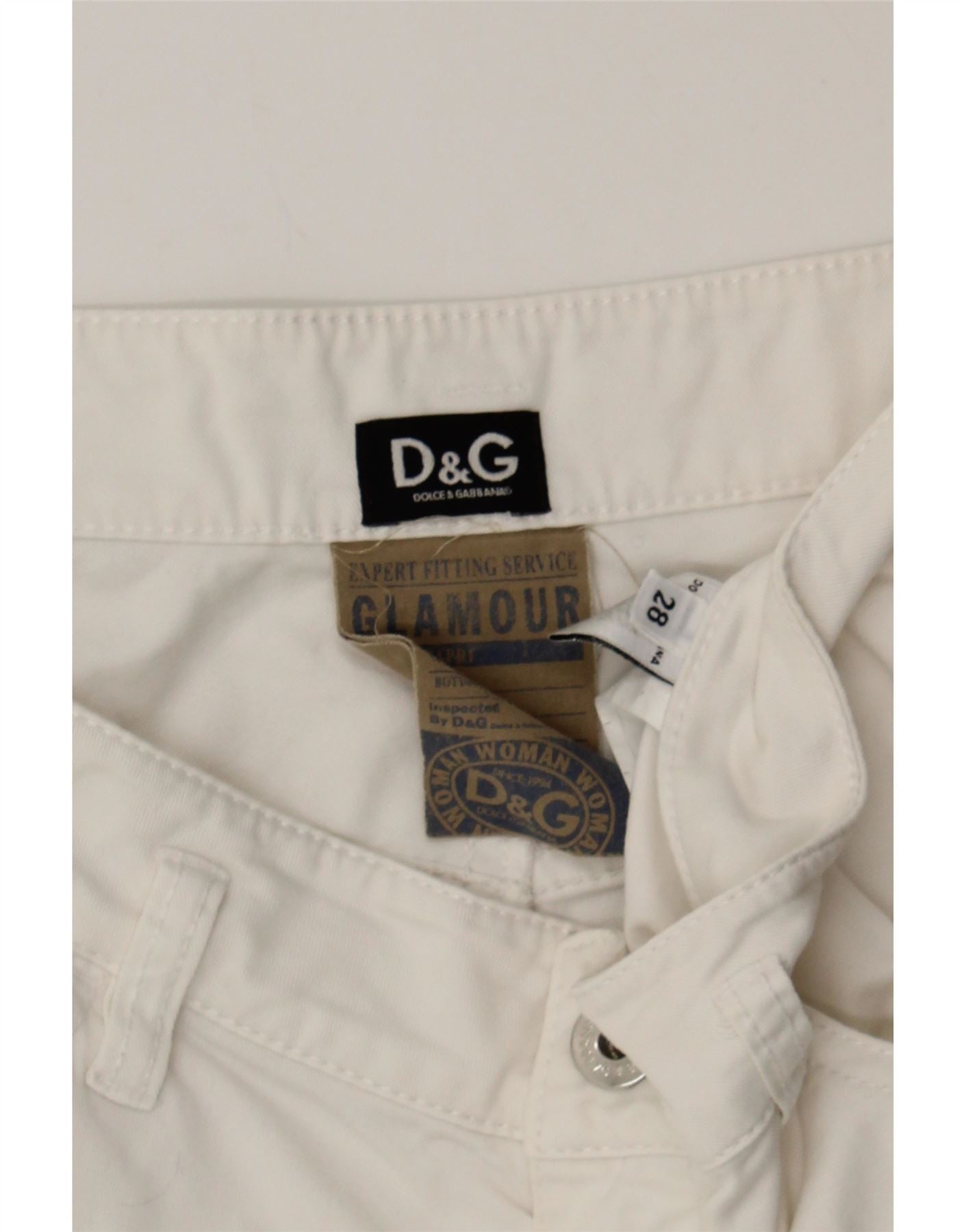 DOLCE & GABBANA Womens Capri Jeans W28 L20 White Cotton Vintage Dolce & Gabbana and Second-Hand Dolce & Gabbana from Messina Hembry