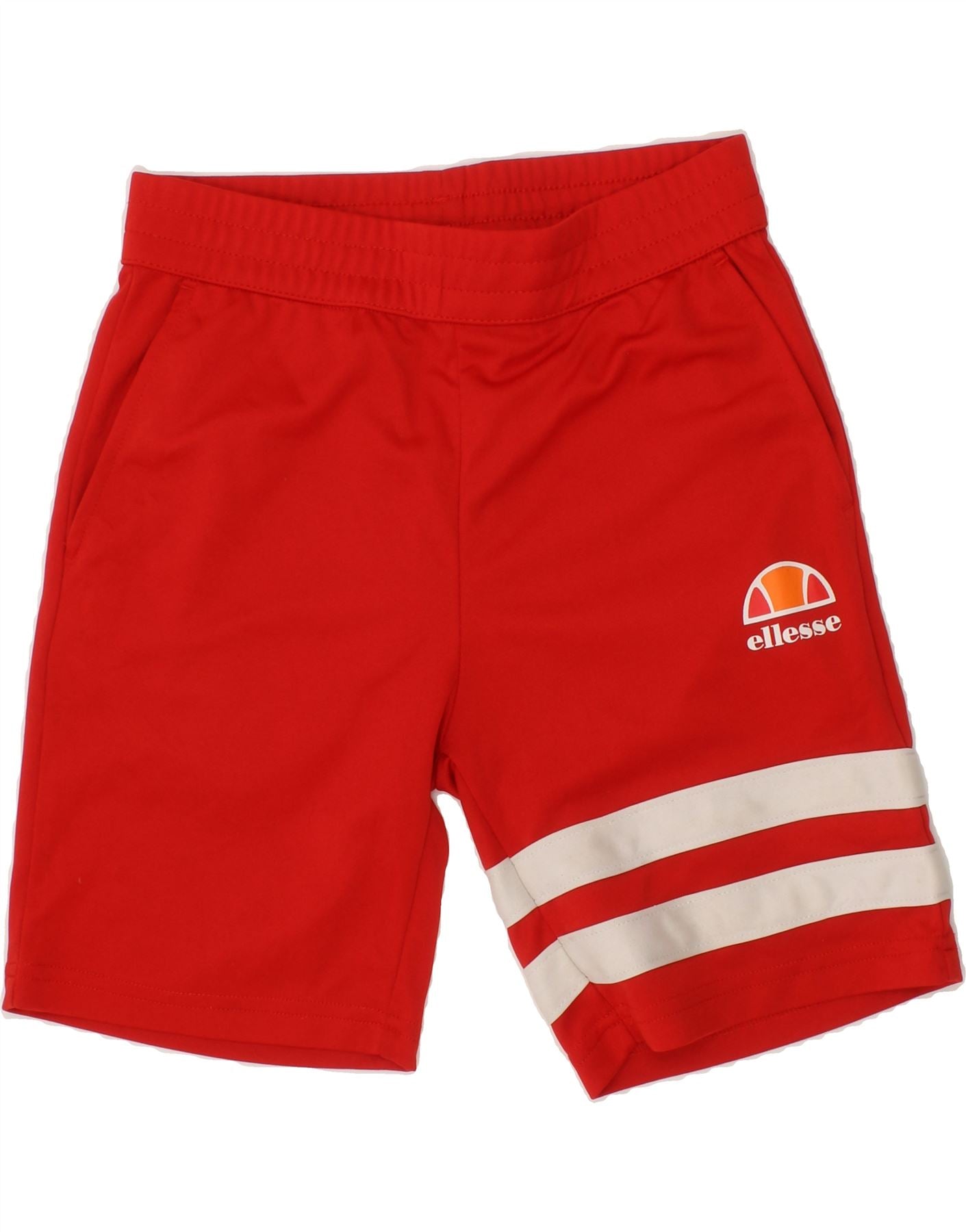 ELLESSE Boys Sport Shorts 7-8 Years Red Striped Polyester Vintage Ellesse and Second-Hand Ellesse from Messina Hembry