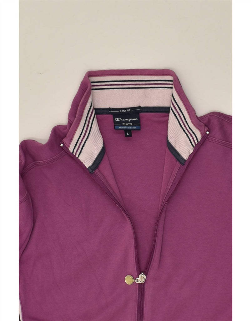 CHAMPION Womens Tracksuit Top Jacket UK 16 Large Purple Cotton | Vintage Champion | Thrift | Second-Hand Champion | Used Clothing | Messina Hembry 