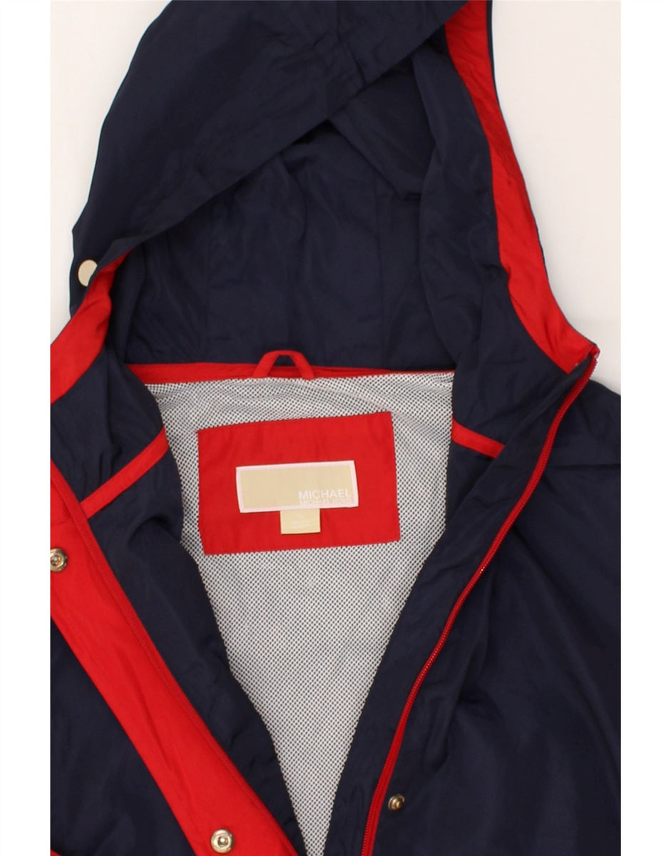 MICHAEL KORS Womens Hooded Rain Jacket UK 18 XL Red Colourblock Polyester Vintage Second Hand Clothing Online Messina Hembry