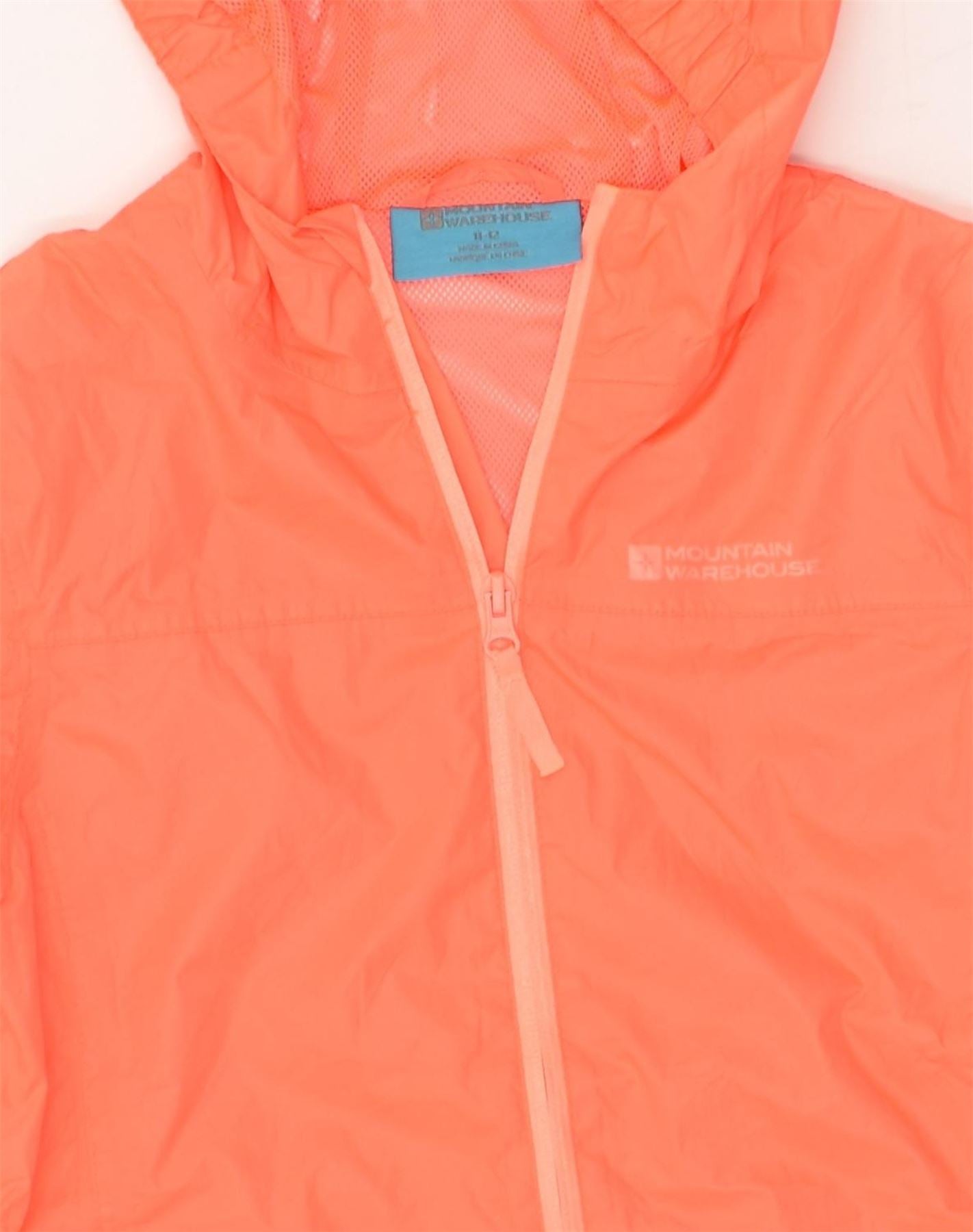 MOUNTAIN WAREHOUSE Girls Hooded Rain Jacket 11-12 Years Orange Polyester | Vintage Mountain Warehouse | Thrift | Second-Hand Mountain Warehouse | Used Clothing | Messina Hembry
