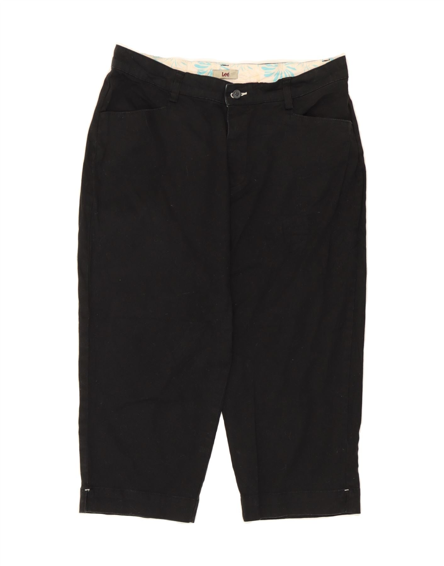 LEE Womens High Waist Capri Trousers US 14 XL W34 L20 Black Cotton Vintage Lee and Second-Hand Lee from Messina Hembry