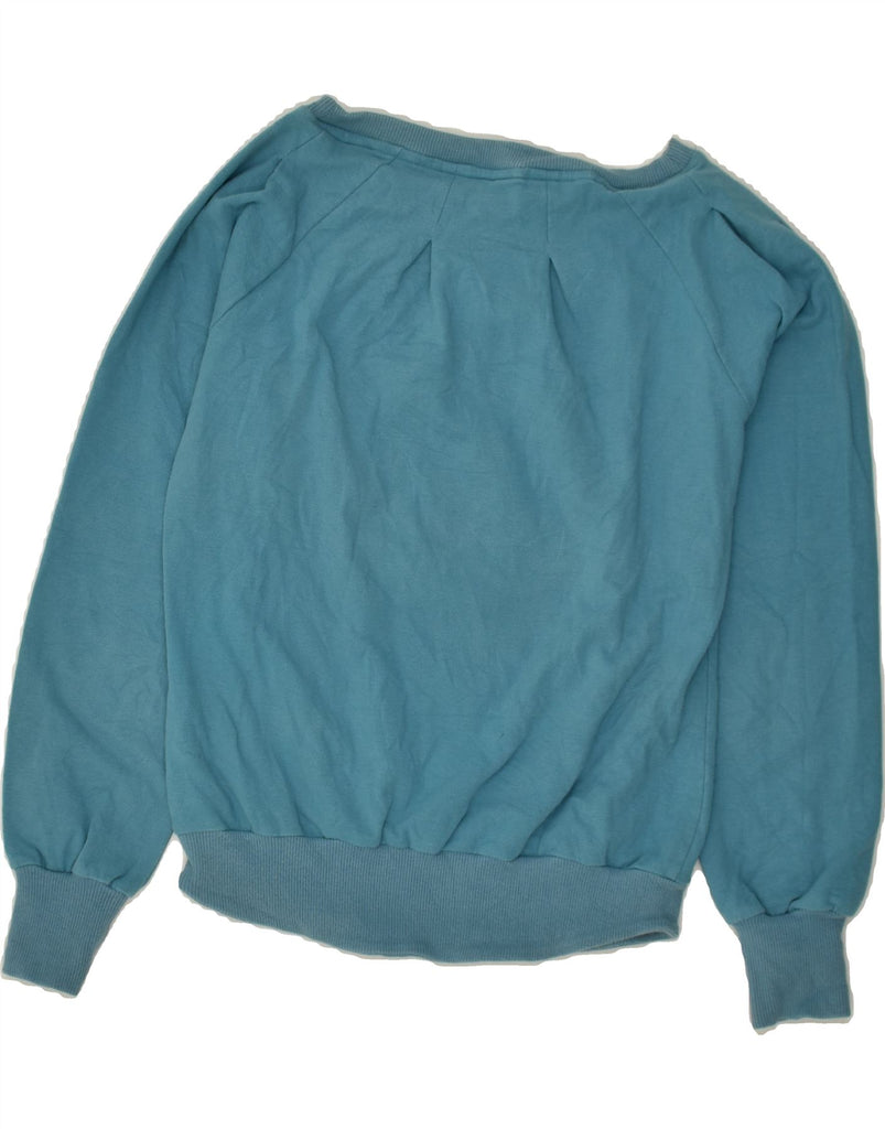 ADIDAS Womens Graphic Sweatshirt Jumper EU 38 Medium Blue Cotton | Vintage Adidas | Thrift | Second-Hand Adidas | Used Clothing | Messina Hembry 