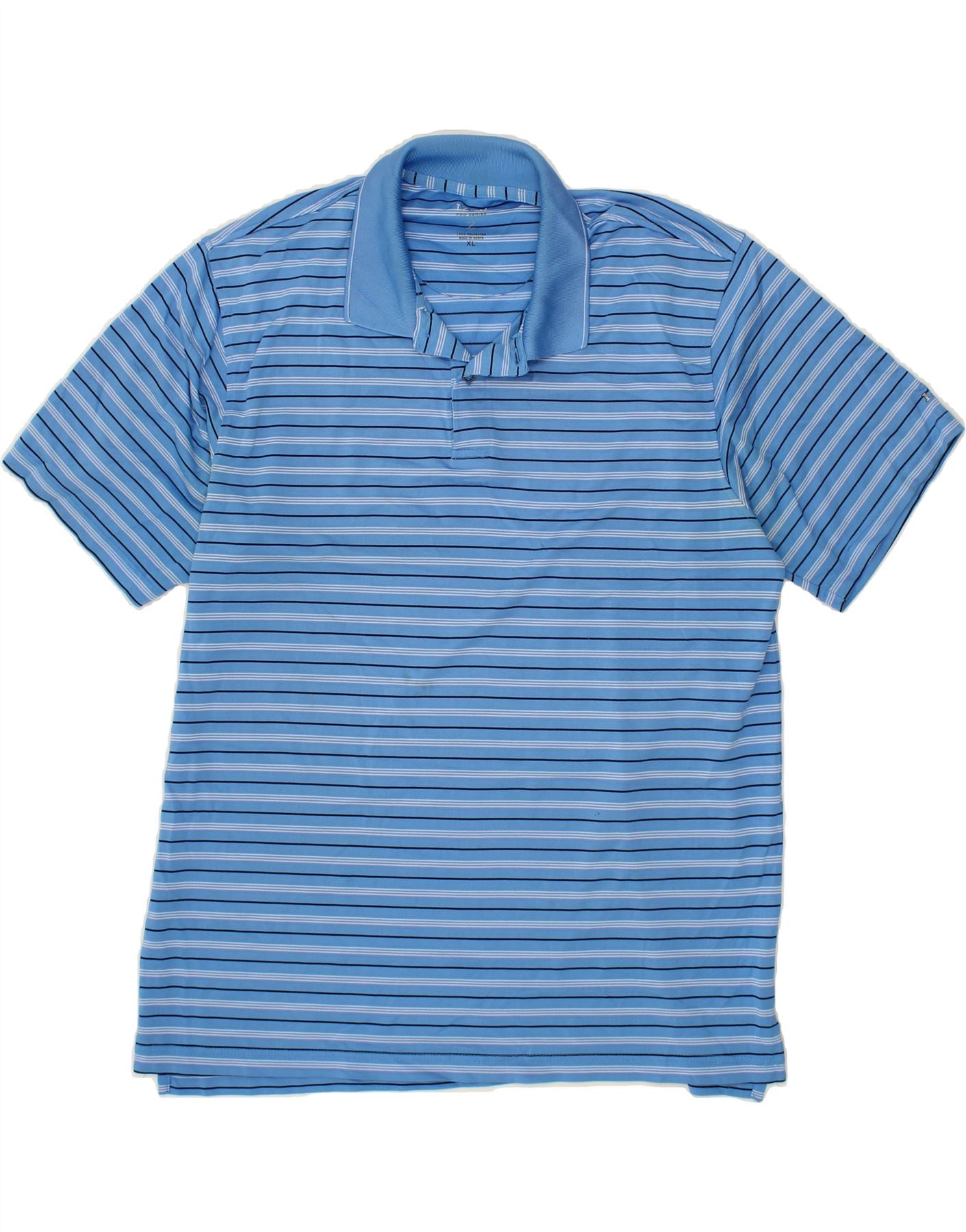 IZOD Mens Polo Shirt XL Blue Striped Polyester Vintage Izod and Second-Hand Izod from Messina Hembry