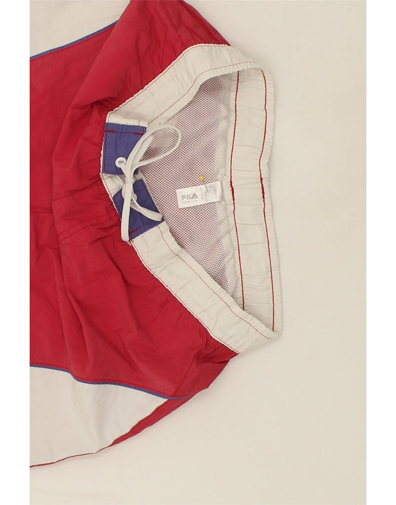FILA Mens Graphic Swimming Shorts 2XS Red Colourblock | Vintage Fila | Thrift | Second-Hand Fila | Used Clothing | Messina Hembry 