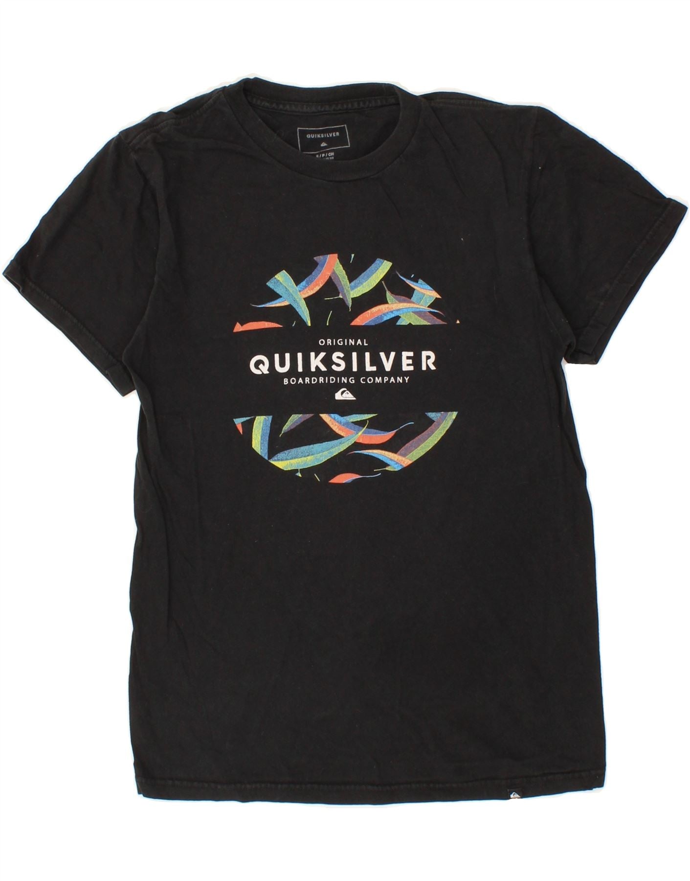 QUIKSILVER Womens Regular Fit Graphic T-Shirt Top UK 10 Small Black Cotton Vintage Quiksilver and Second-Hand Quiksilver from Messina Hembry