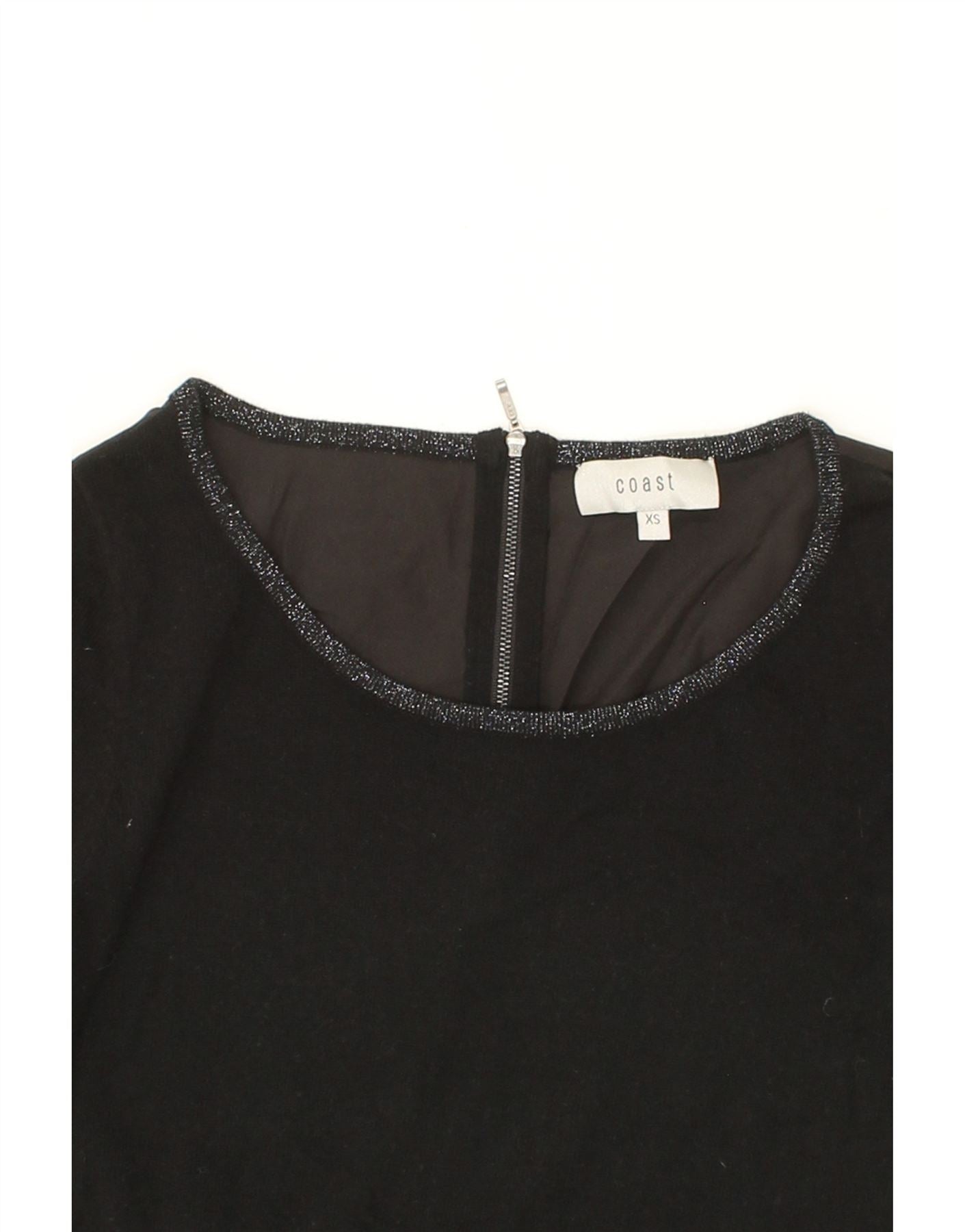 COAST Womens Long Sleeve Blouse Top UK 6 XS Black Colourblock Cotton Vintage Coast and Second-Hand Coast from Messina Hembry