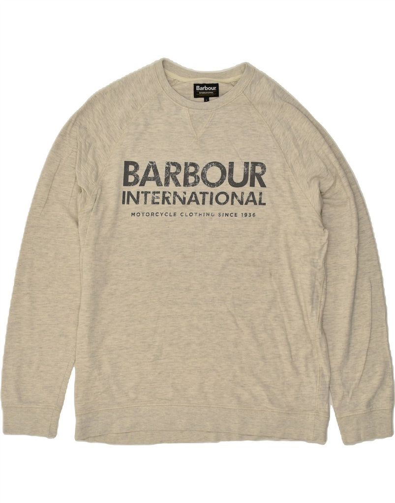 BARBOUR Mens Graphic Sweatshirt Jumper Large Grey Flecked Cotton | Vintage Barbour | Thrift | Second-Hand Barbour | Used Clothing | Messina Hembry 