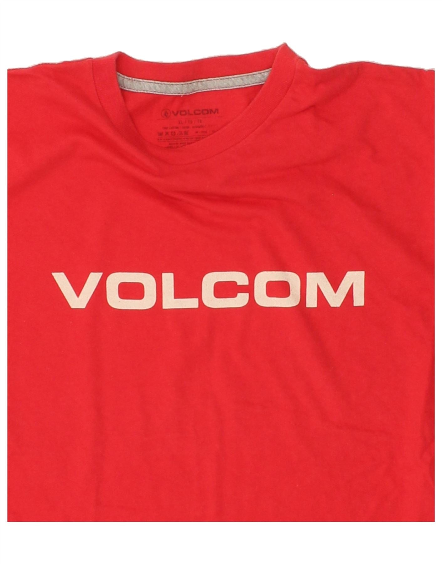 VOLCOM Girls Graphic T-Shirt Top 15-16 Years XL Red Cotton Vintage Volcom and Second-Hand Volcom from Messina Hembry