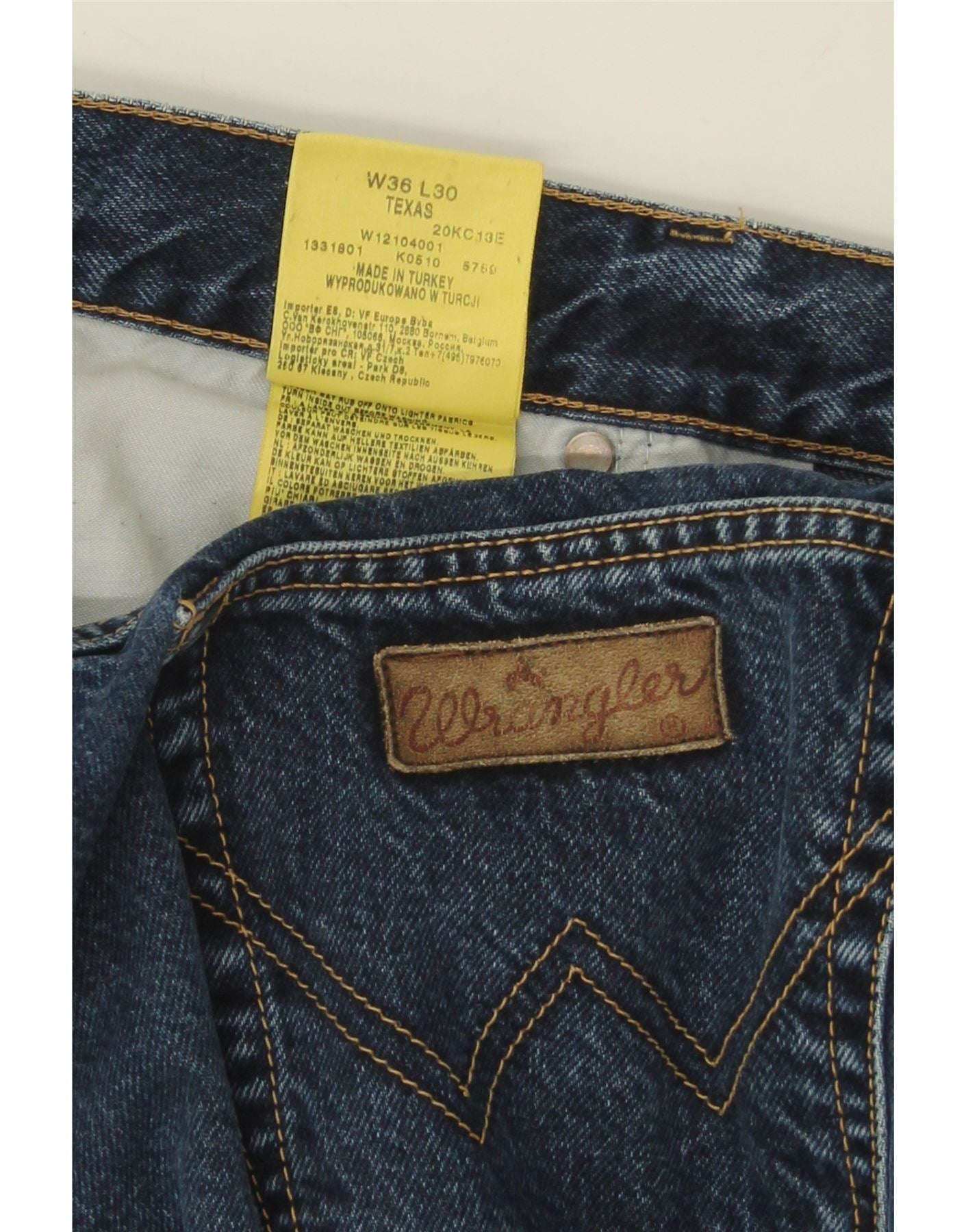 WRANGLER Mens Texas Straight Jeans W36 L30 Blue Cotton Vintage Wrangler and Second-Hand Wrangler from Messina Hembry