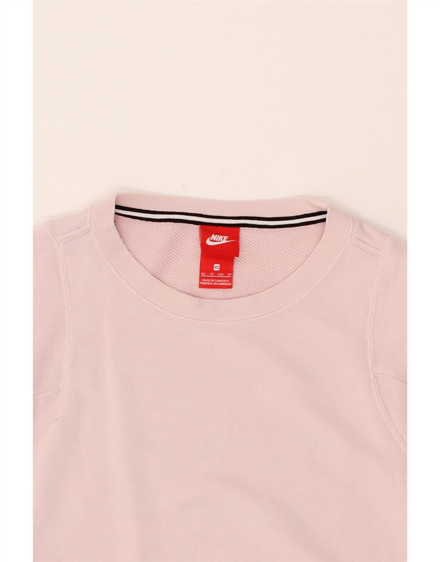 NIKE Womens Crop Oversized Sweatshirt Jumper UK 6 XS Pink Cotton Vintage Nike and Second-Hand Nike from Messina Hembry