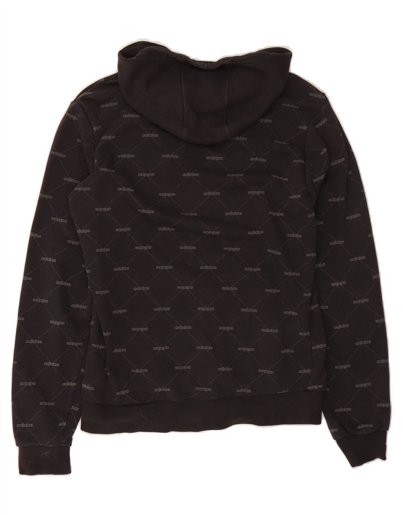 ADIDAS Mens Graphic Hoodie Jumper Small Black Cotton Vintage Adidas and Second-Hand Adidas from Messina Hembry