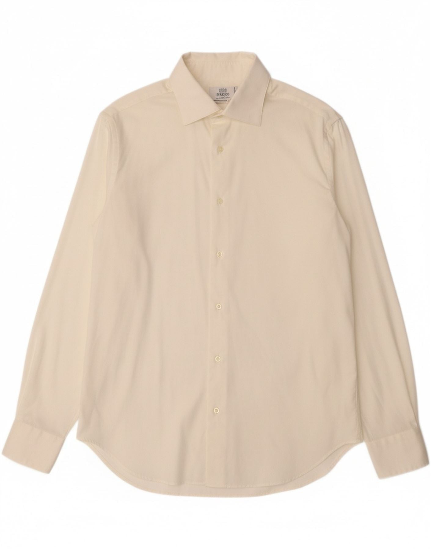 BOGGI MILANO Mens Custom Fit Shirt Size 16 1/2 42 Large Off White Cotton Vintage Boggi Milano and Second-Hand Boggi Milano from Messina Hembry