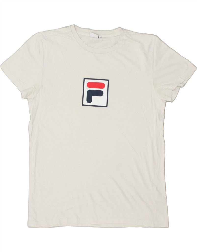 FILA Mens Graphic T-Shirt Top Medium White Cotton | Vintage Fila | Thrift | Second-Hand Fila | Used Clothing | Messina Hembry 