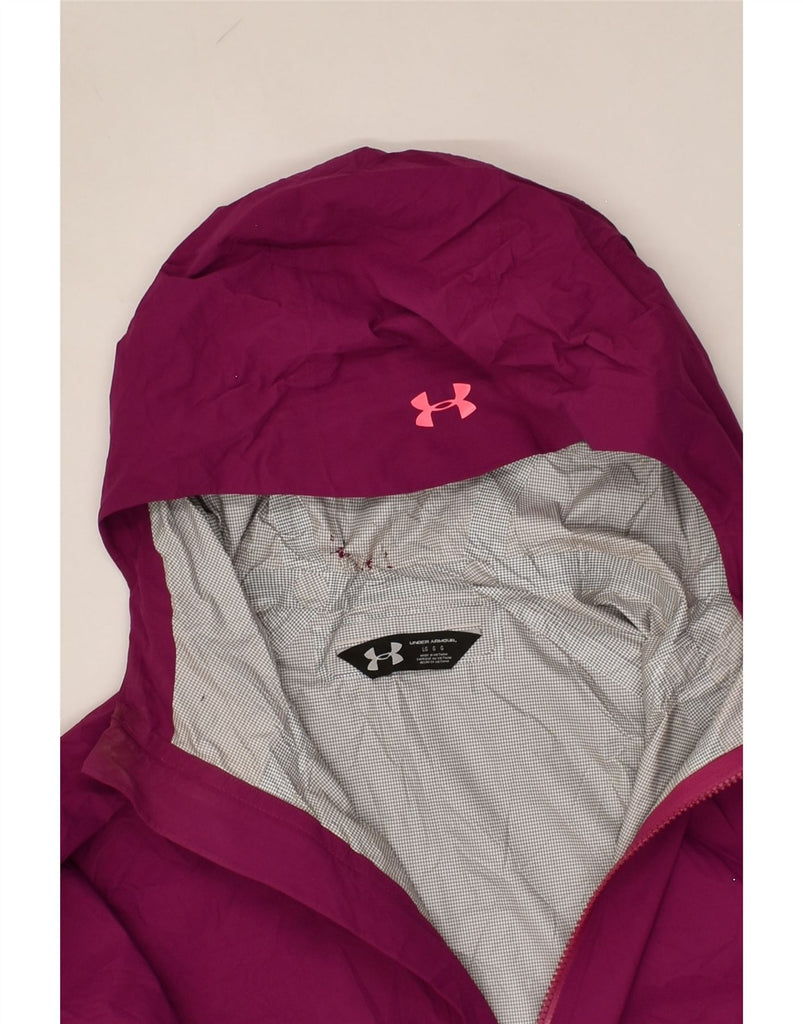 UNDER ARMOUR Womens Hooded Rain Jacket UK 16 Large Pink Colourblock | Vintage Under Armour | Thrift | Second-Hand Under Armour | Used Clothing | Messina Hembry 