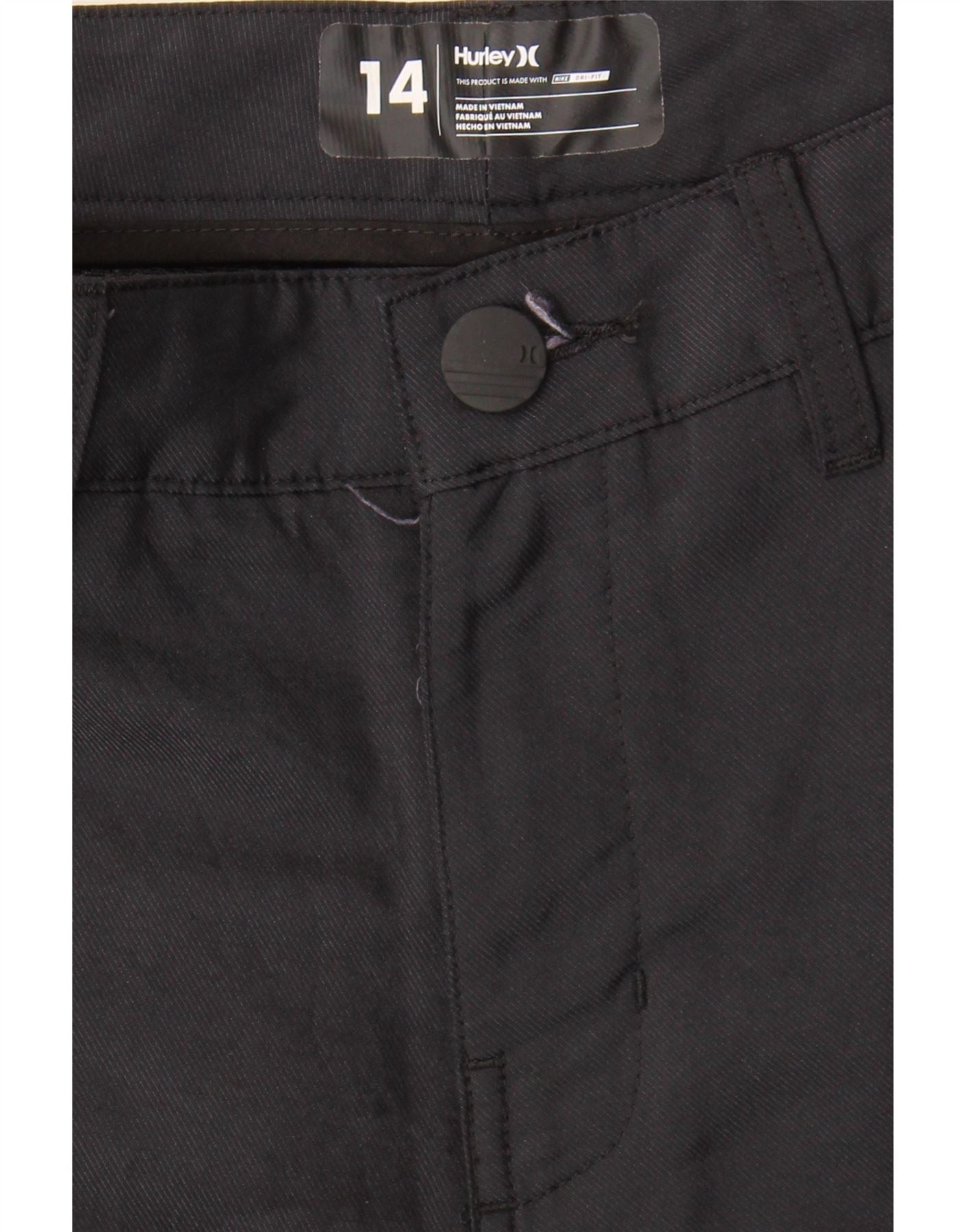 HURLEY Boys Chino Shorts 13-14 Years W26  Black Vintage Hurley and Second-Hand Hurley from Messina Hembry