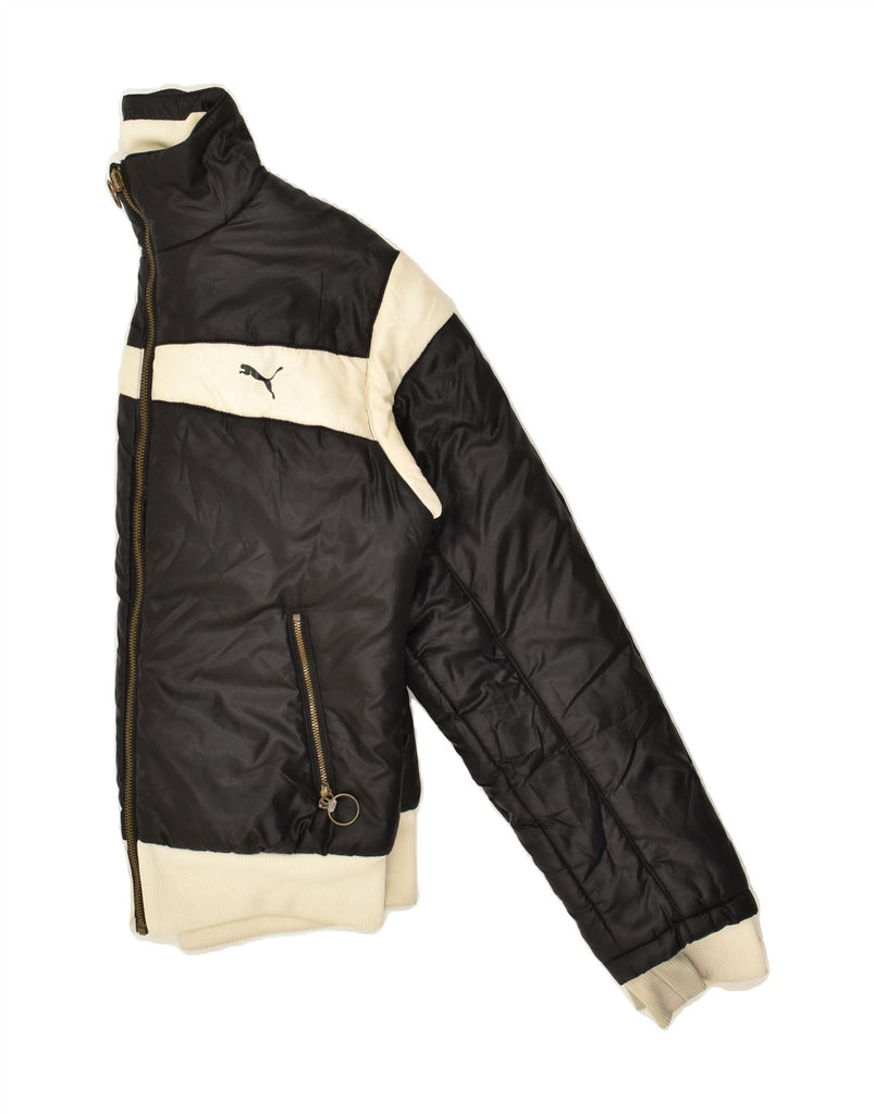 PUMA Womens Bomber Jacket UK 12 Medium Black Colourblock Nylon | Vintage Puma | Thrift | Second-Hand Puma | Used Clothing | Messina Hembry 