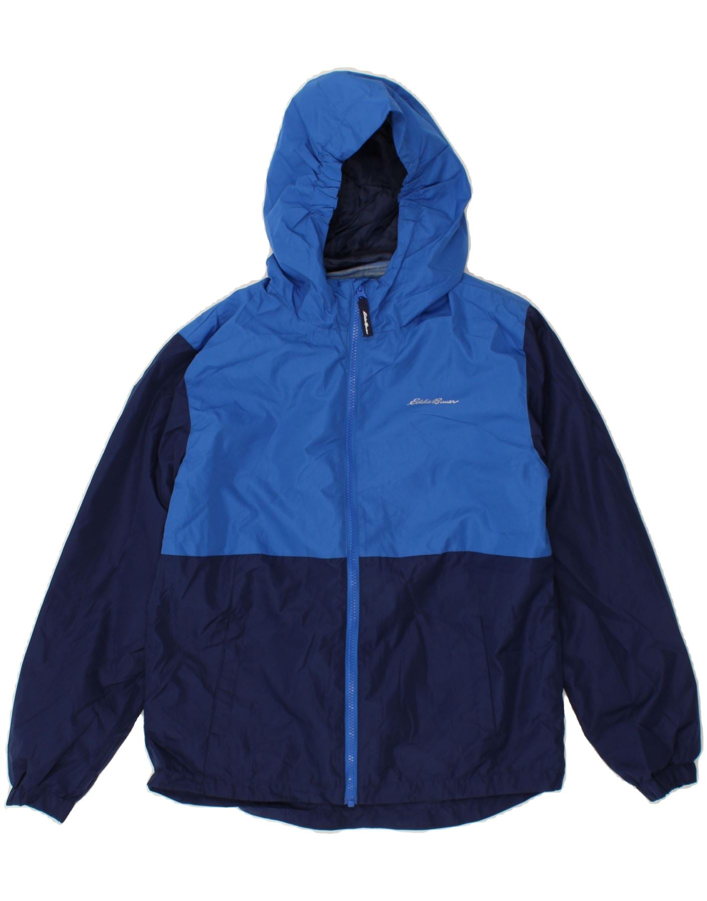 EDDIE BAUER Boys Hooded Rain Jacket 14-15 Years Large Navy Blue Vintage Eddie Bauer and Second-Hand Eddie Bauer from Messina Hembry
