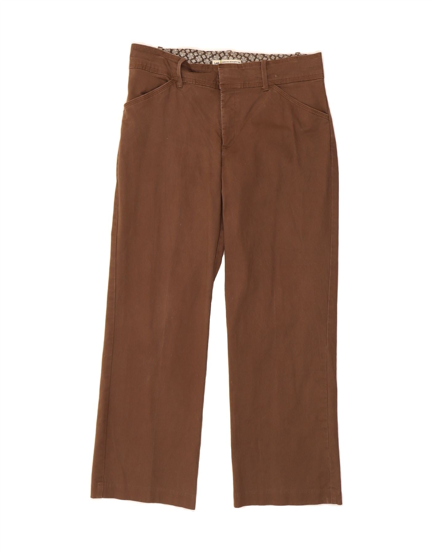 LEE Womens Petite Straight Casual Trousers US 12 Large W32 L28 Brown Vintage Lee and Second-Hand Lee from Messina Hembry