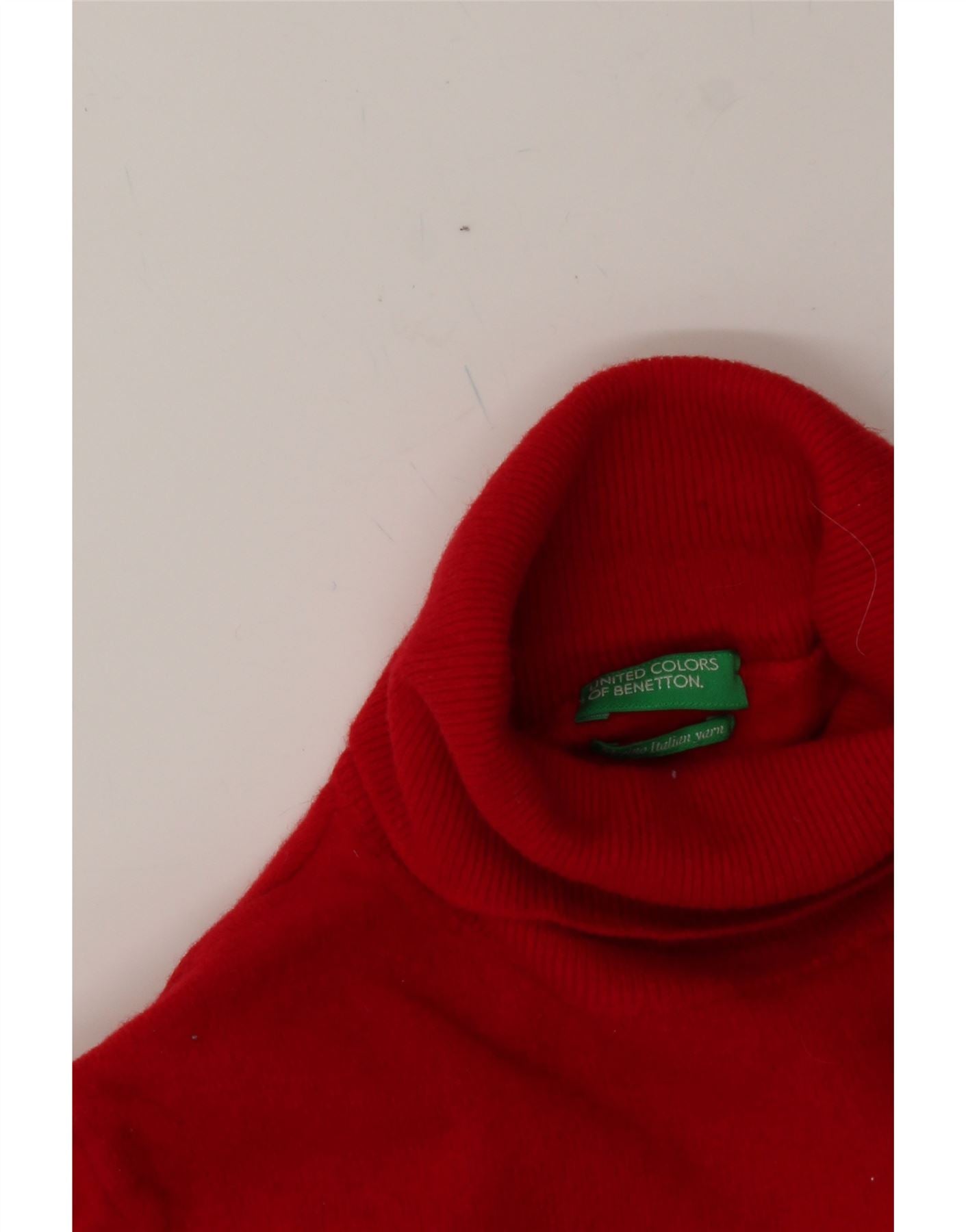 BENETTON Womens Roll Neck Jumper Sweater UK 14 Large  Red Wool Vintage Benetton and Second-Hand Benetton from Messina Hembry