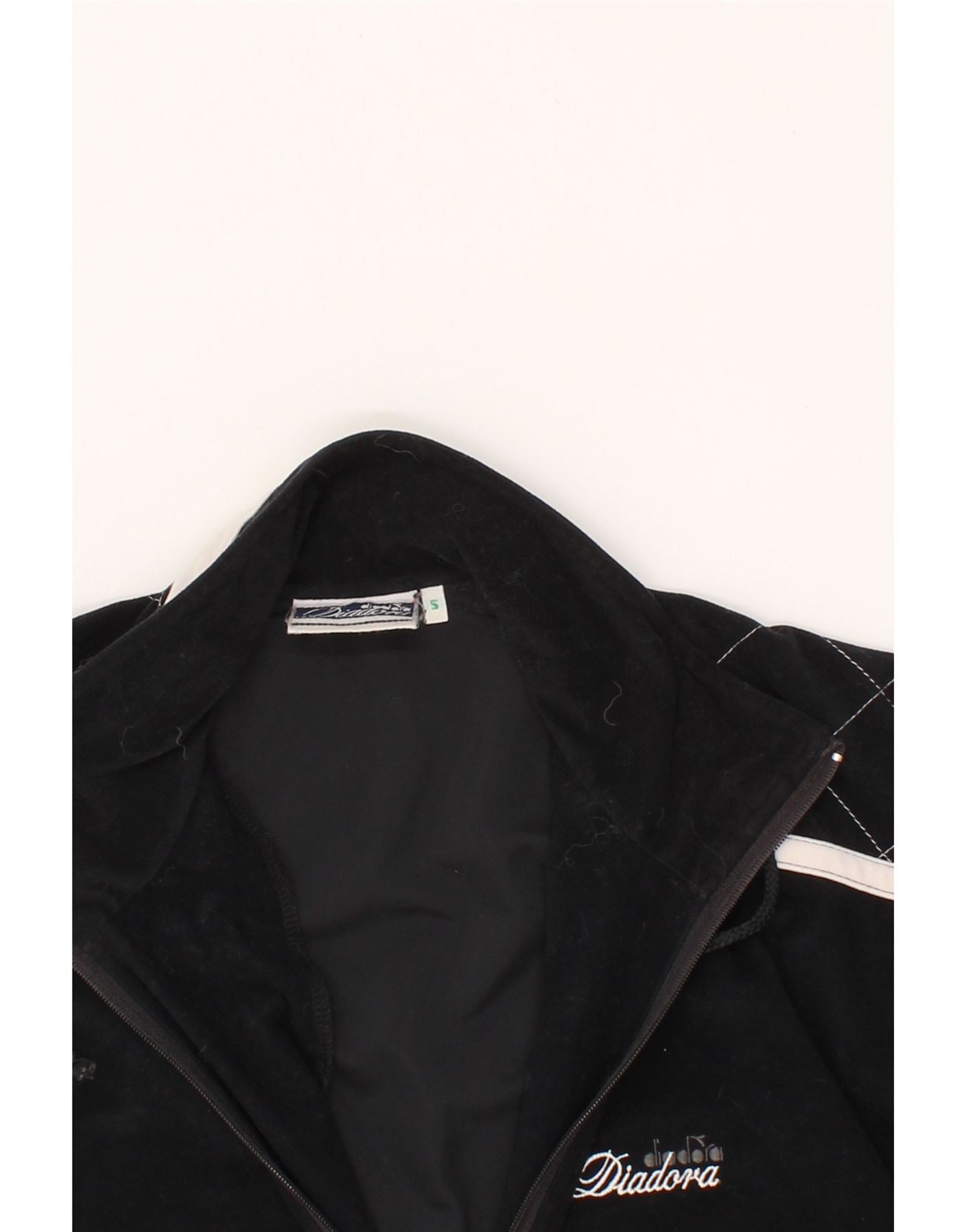 DIADORA Mens Graphic Tracksuit Top Jacket Small Black Colourblock Vintage Diadora and Second-Hand Diadora from Messina Hembry