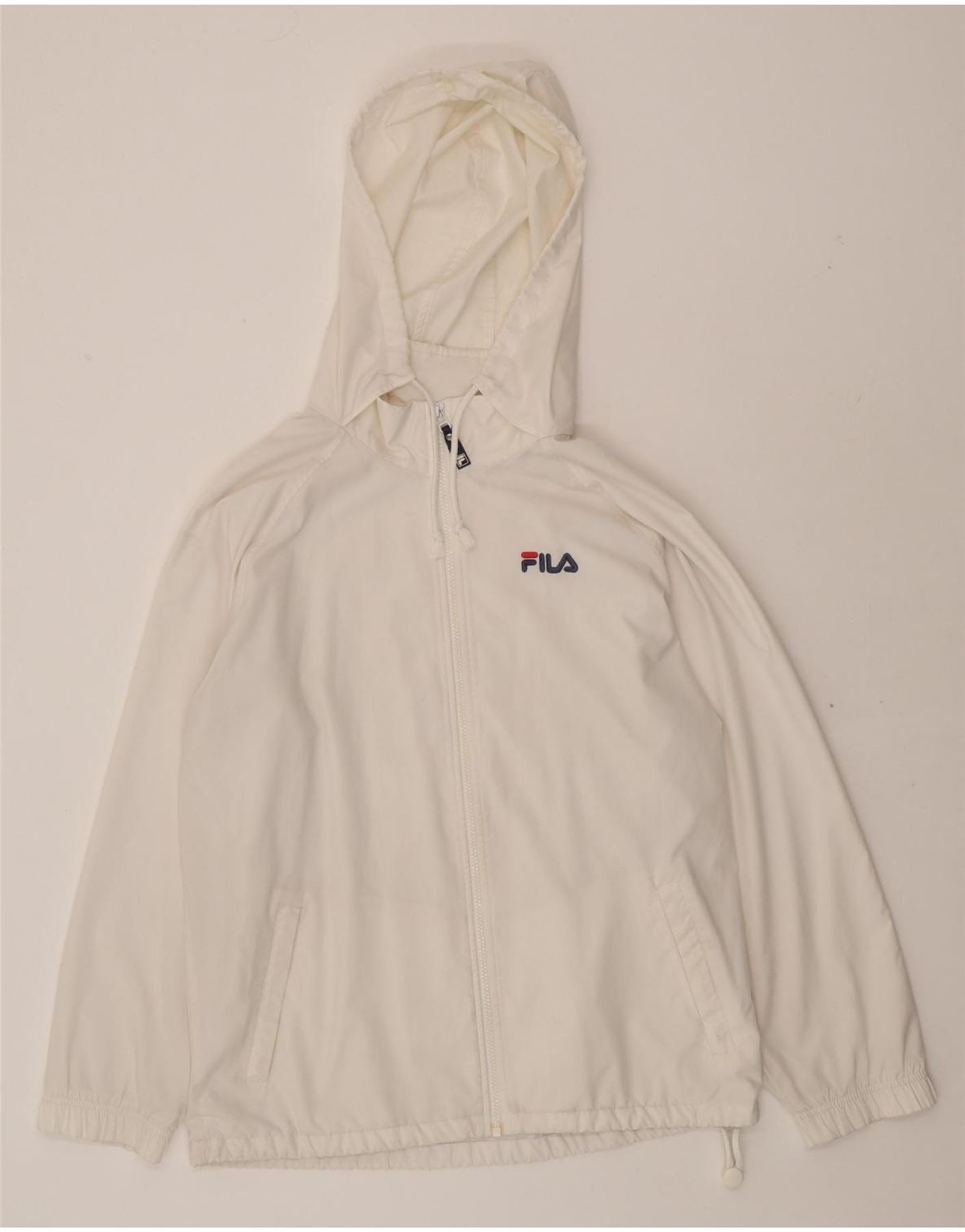 FILA Boys Graphic Hooded Tracksuit Top Jacket 15-16 Years XL White Vintage Fila and Second-Hand Fila from Messina Hembry