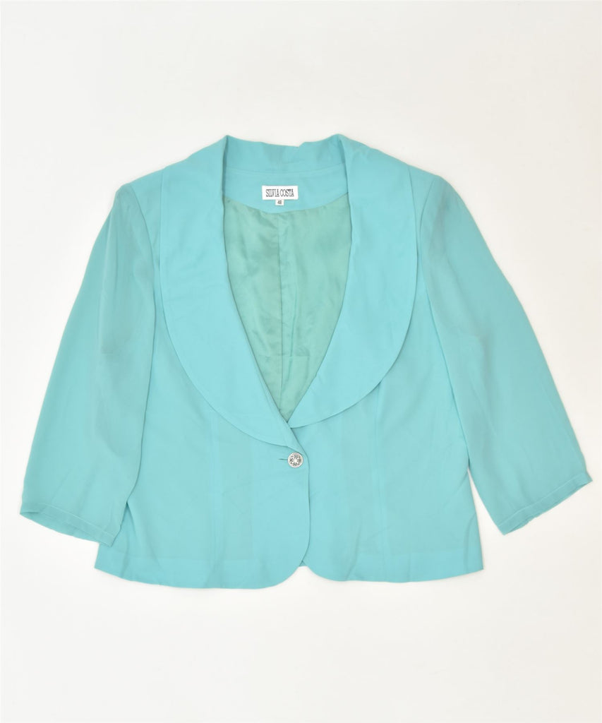 SILVIA COSTA Womens 1 Button Blazer Jacket IT 48 XL Blue Polyester Classic | Vintage | Thrift | Second-Hand | Used Clothing | Messina Hembry 