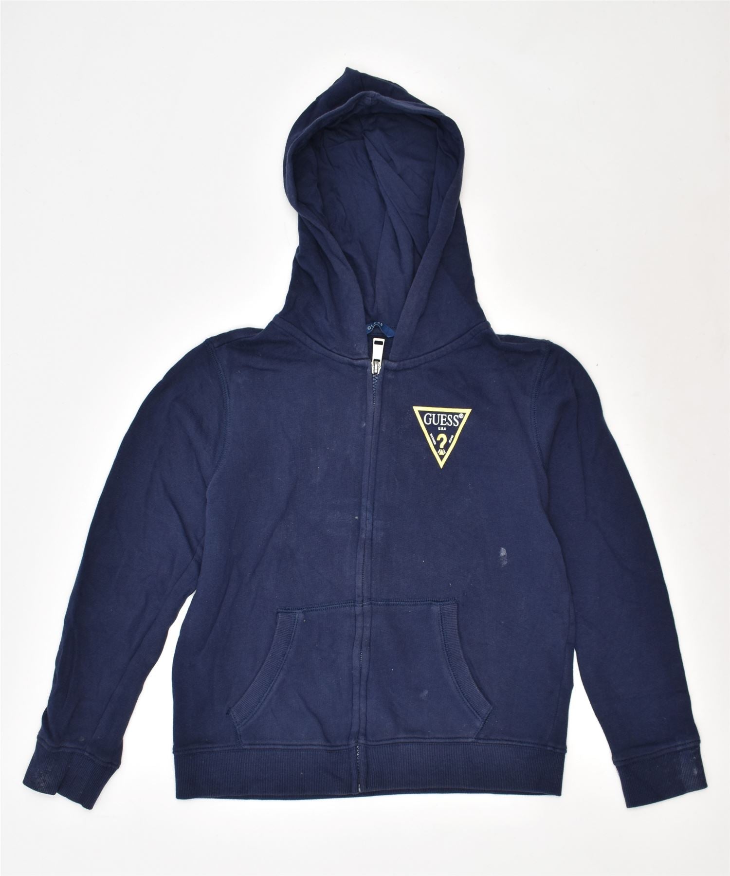 GUESS Boys Zip Hoodie Sweater 7-8 Years Navy Blue Cotton | Vintage | Thrift | Second-Hand | Used Clothing | Messina Hembry