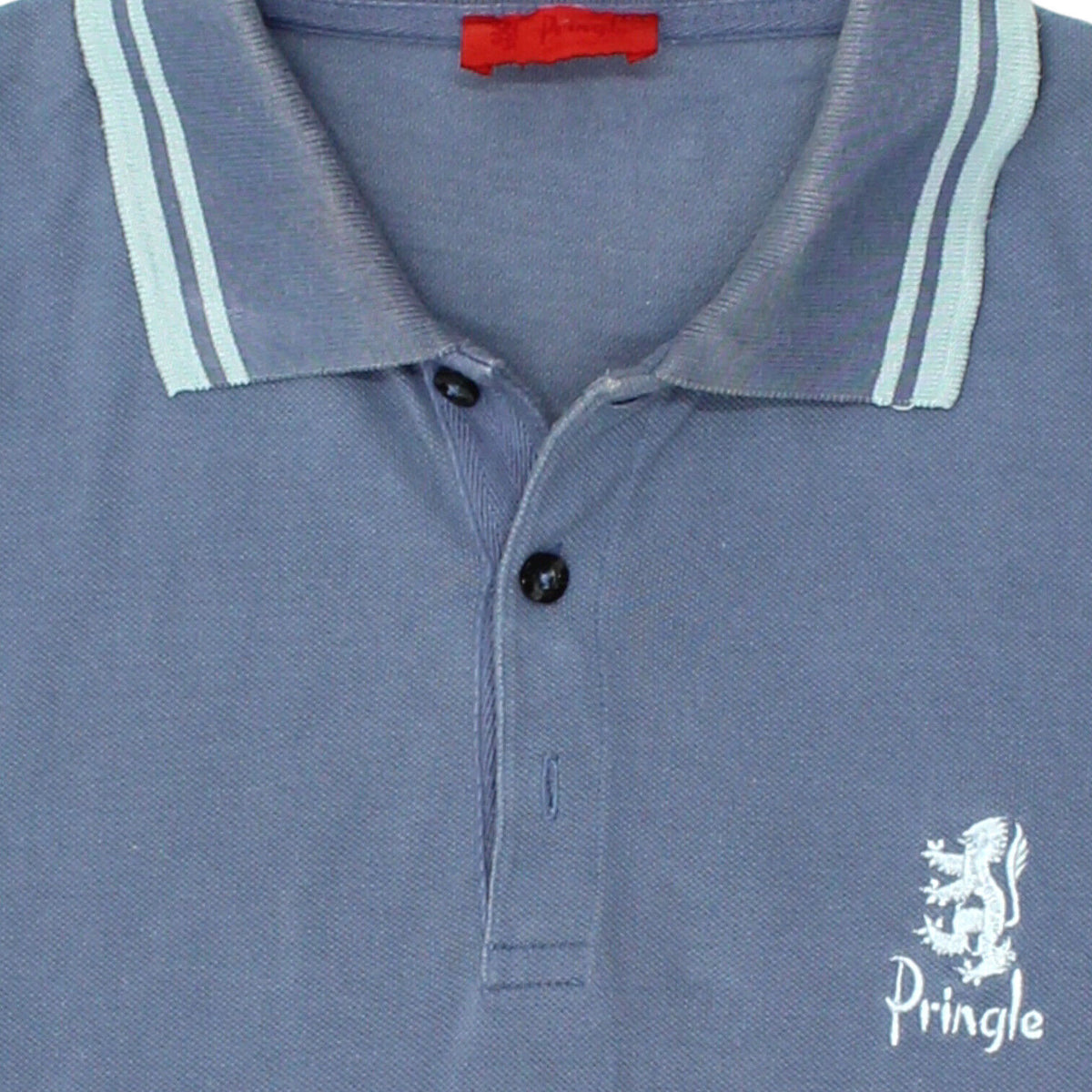 Pringle Mens Blue Short Sleeve Polo Shirt Vintage High End Designer VTG