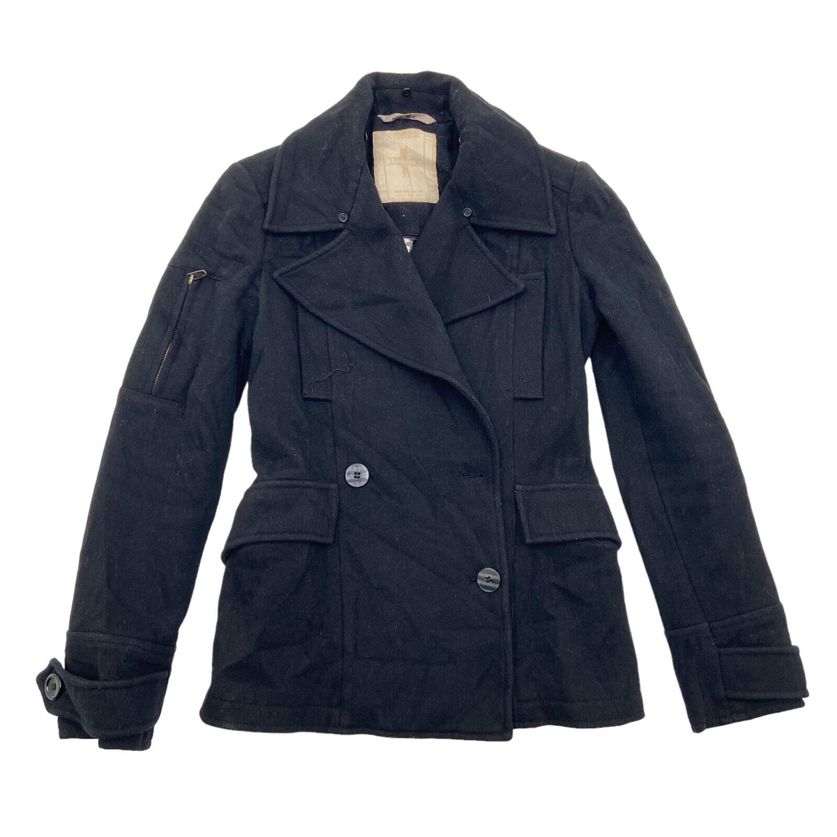 Zuelements Womens Black Short Wool Peacoat Vintage High End Designer