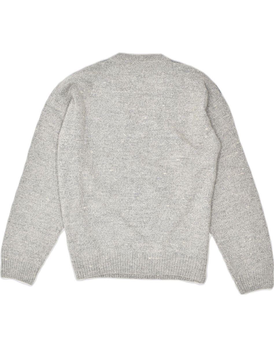 ENZO GOTI Mens V-Neck Jumper Sweater Large Grey Argyle/Diamond Acrylic, Vintage & Second-Hand Clothing Online