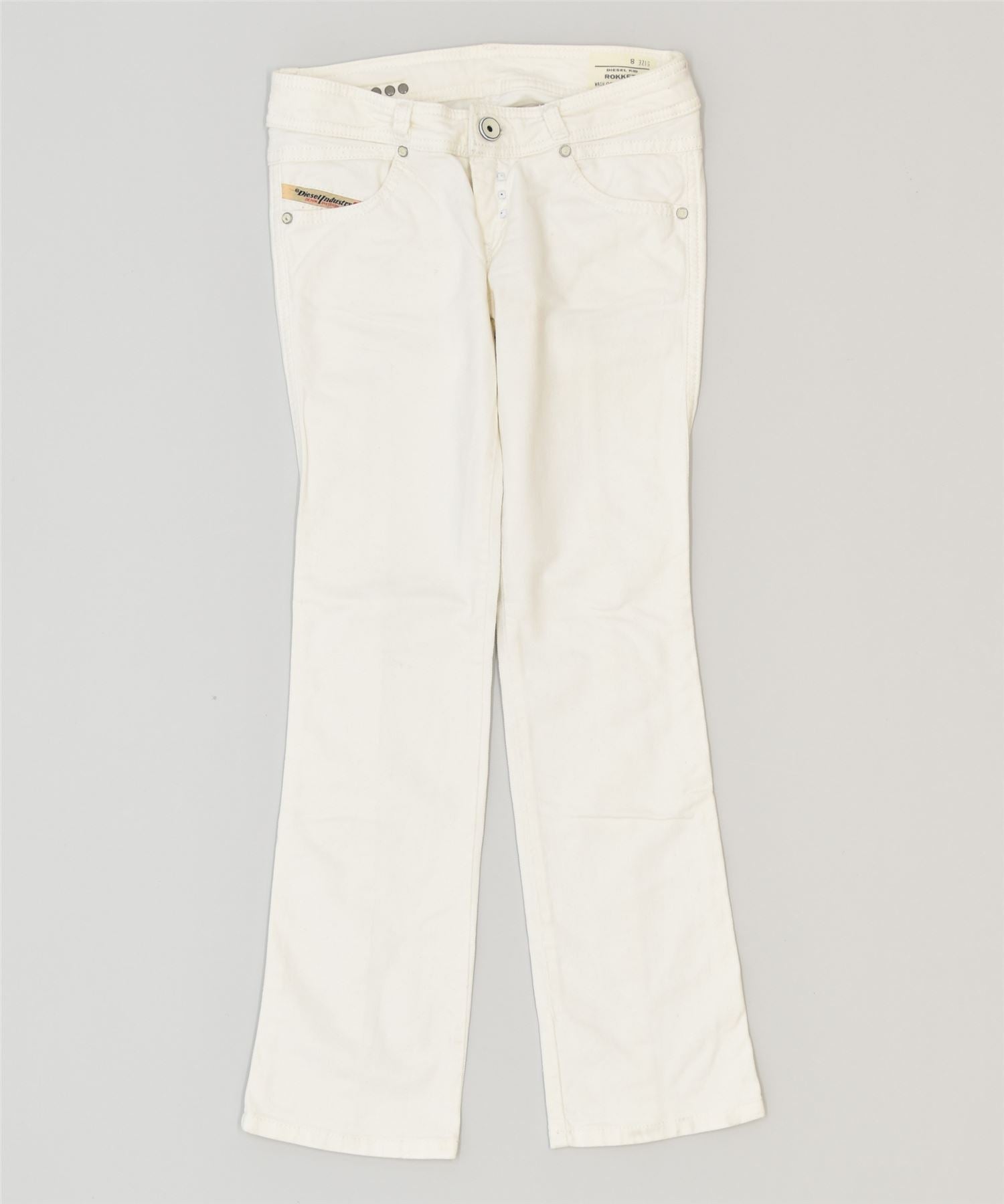 DIESEL Girls Rokket Bootcut Jeans 7-8 Years W24 L25 White Cotton Classic | Vintage | Thrift | Second-Hand | Used Clothing | Messina Hembry