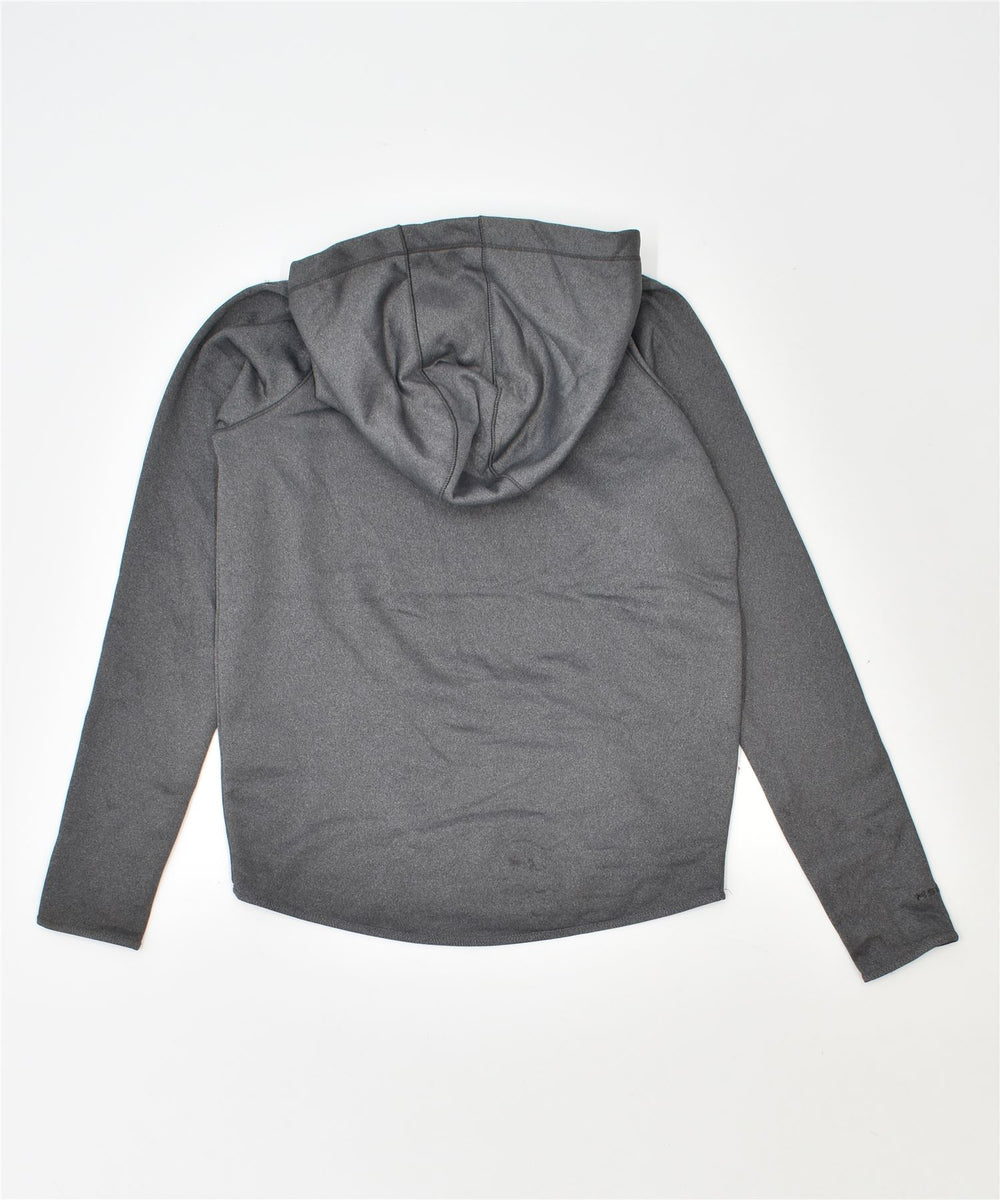 UNDER ARMOUR Womens Loose Fit Hoodie Jumper UK 6 XS Grey Polyester, Vintage & Second-Hand Clothing Online