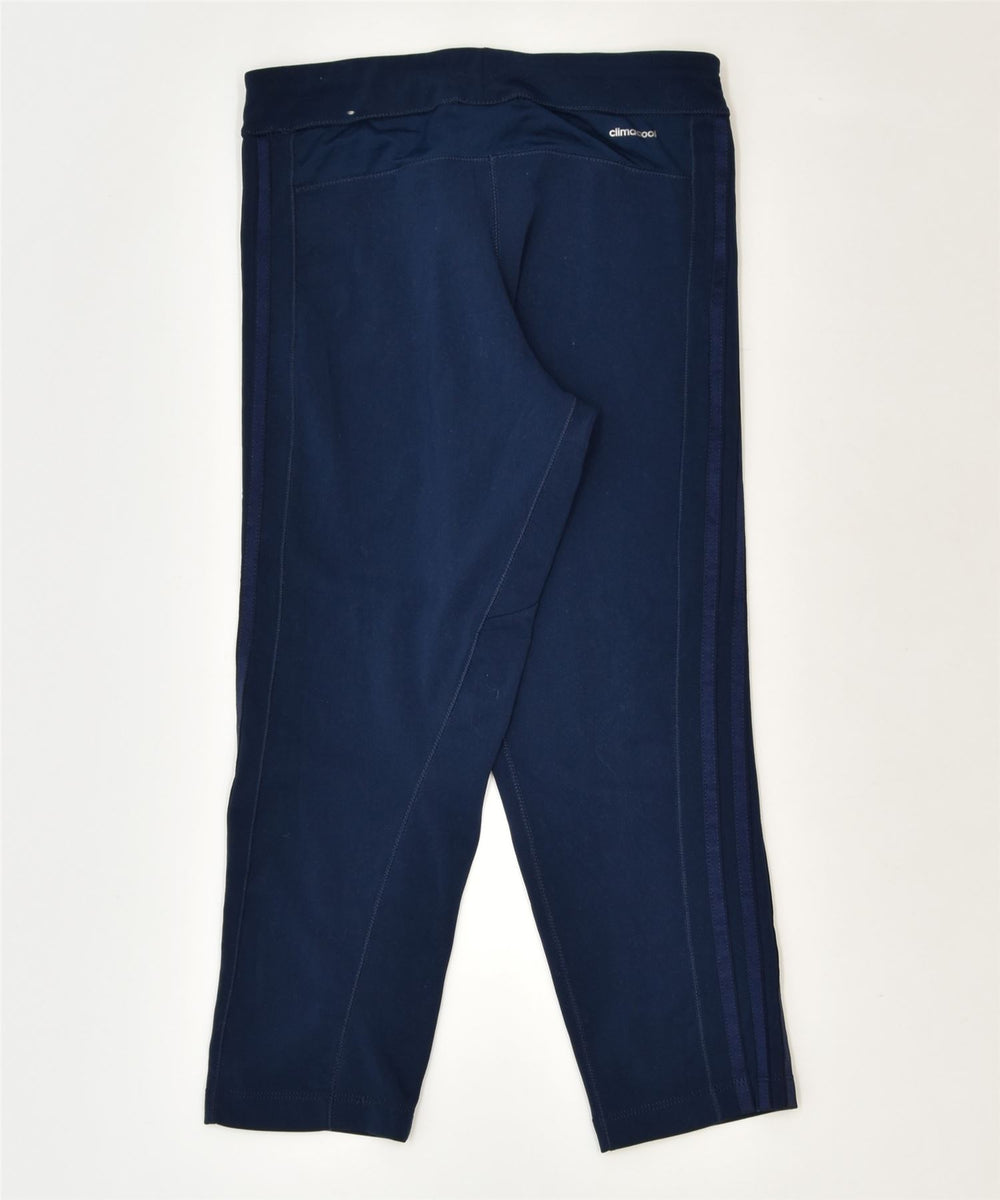 ADIDAS Womens Capri Leggings UK 8/10 Small Navy Blue Polyester