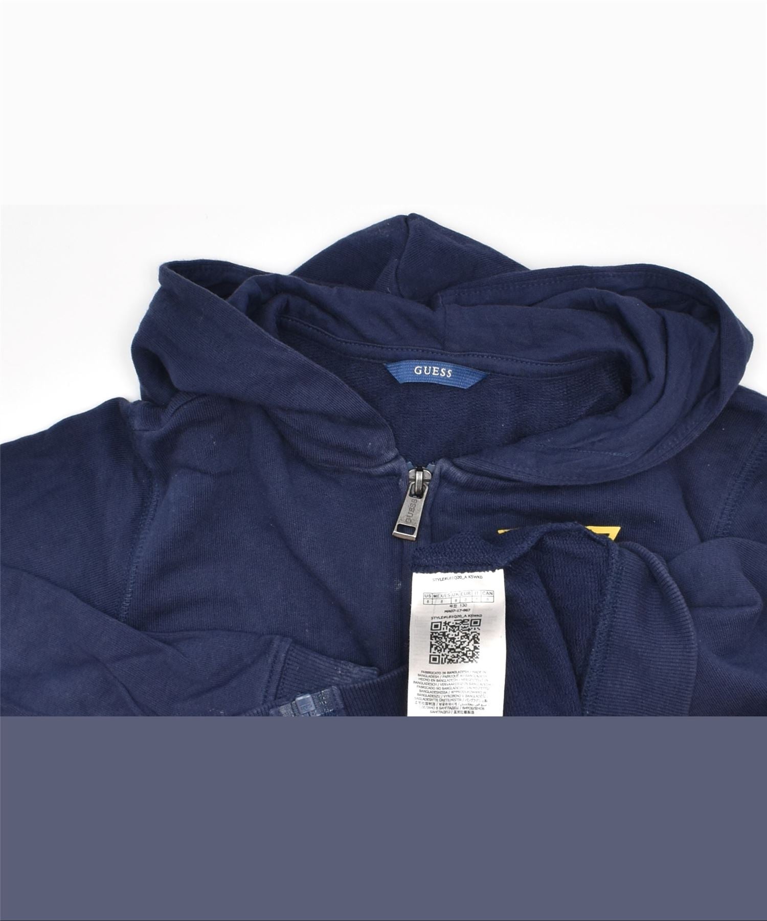 GUESS Boys Zip Hoodie Sweater 7-8 Years Navy Blue Cotton | Vintage | Thrift | Second-Hand | Used Clothing | Messina Hembry