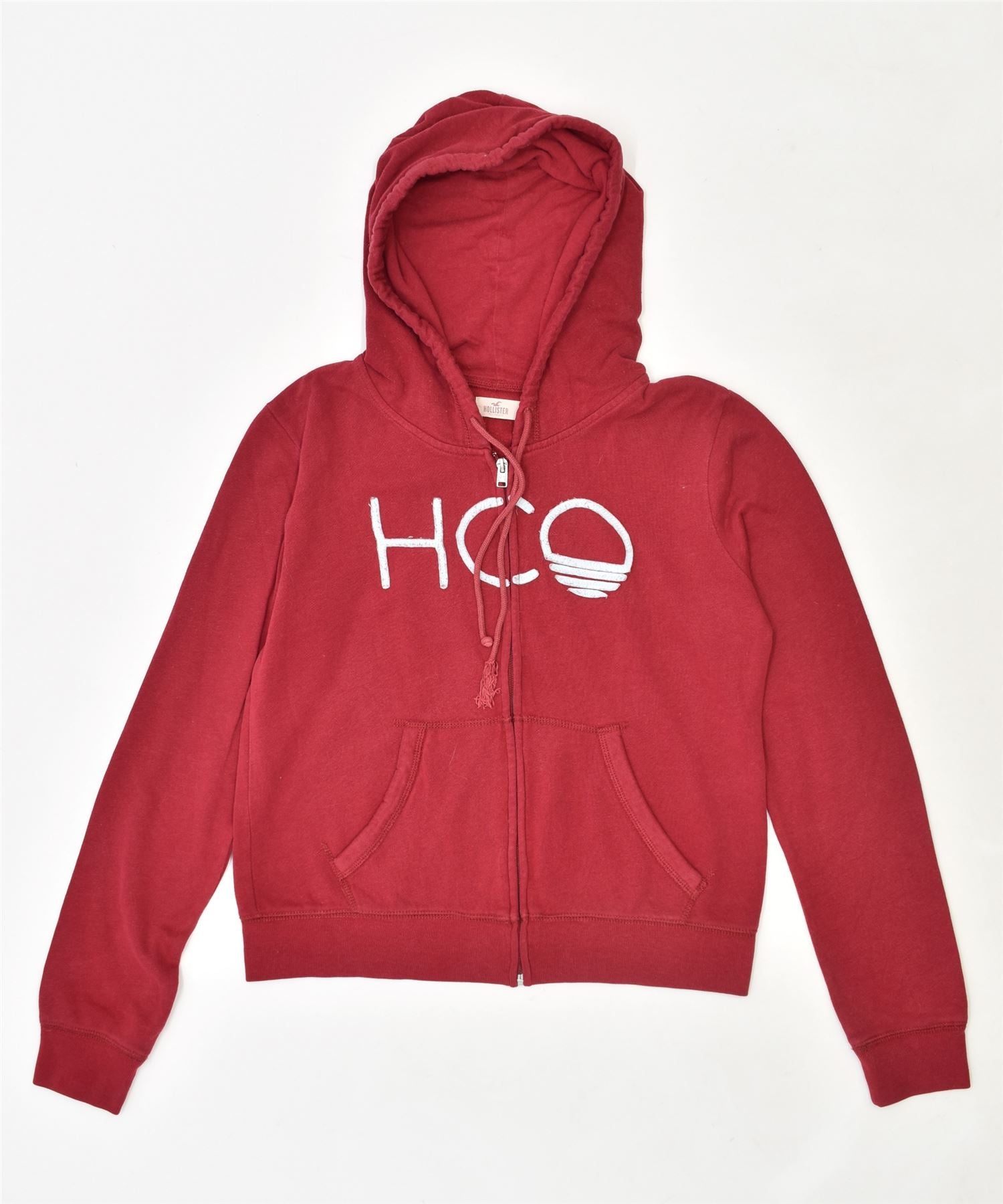 HOLLISTER Womens Zip Hoodie Sweater UK 14 Medium Red | Vintage | Thrift | Second-Hand | Used Clothing | Messina Hembry