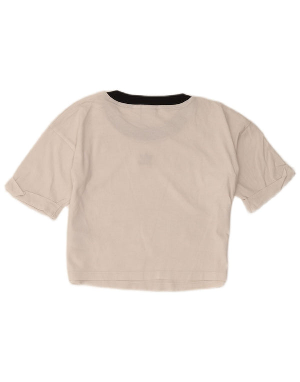 Adidas Womens Crop T-Shirt Top UK 12 Medium White Cotton