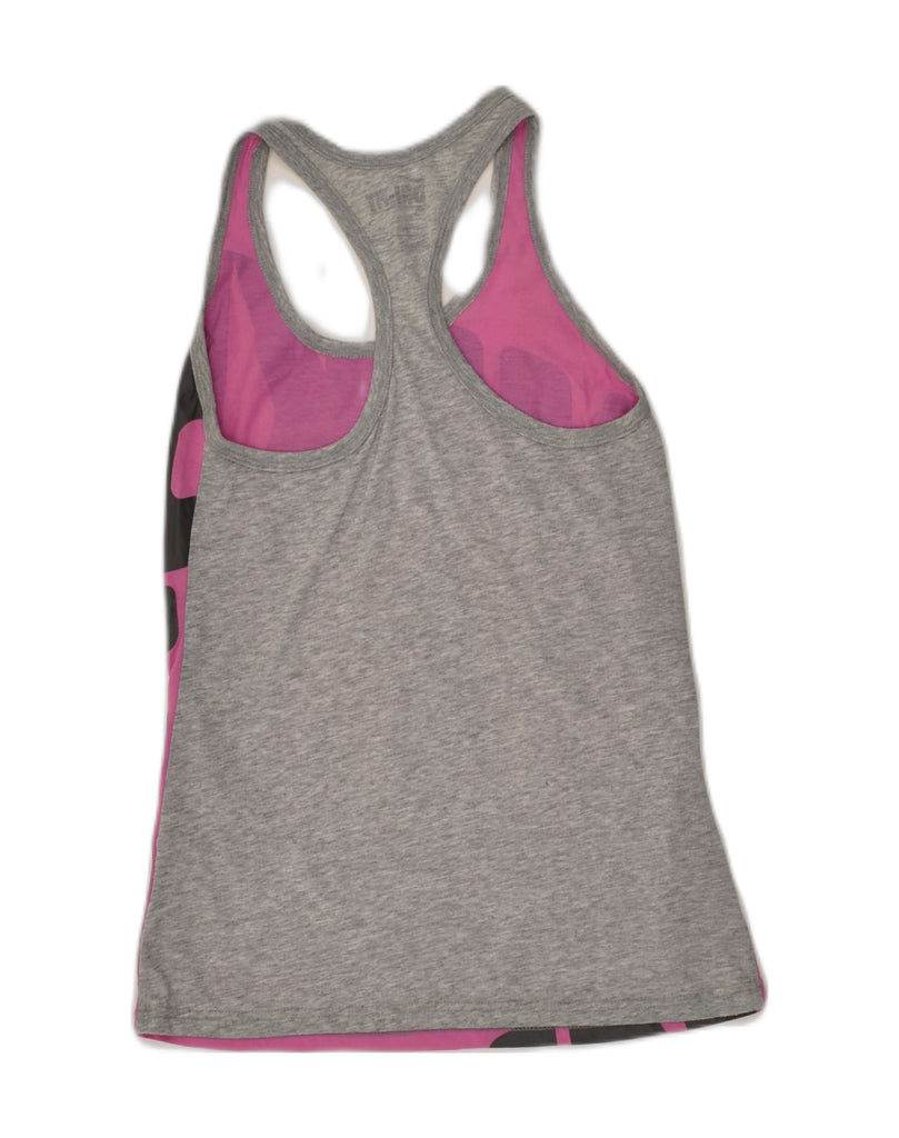 NIKE Womens Dri Fit Graphic Vest Top UK 6 XS Pink Colourblock | Vintage Nike | Thrift | Second-Hand Nike | Used Clothing | Messina Hembry 