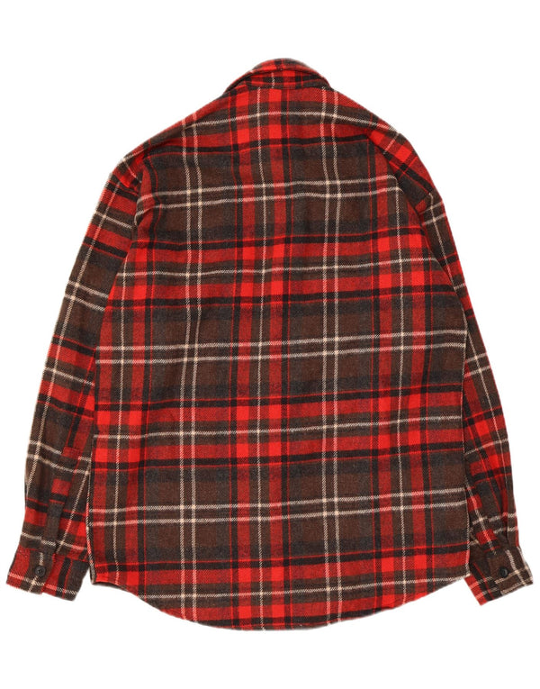 Vintage Mens Flannel Shirt Large Red Check Wool