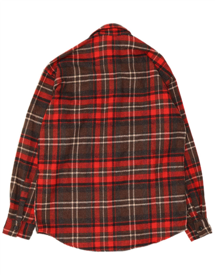 Vintage Mens Flannel Shirt Large Red Check Wool