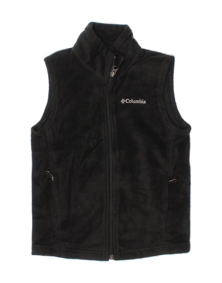 COLUMBIA Boys Fleece Gilet 6-7 Years XS Black Polyester Vintage Columbia and Second-Hand Columbia from Messina Hembry 