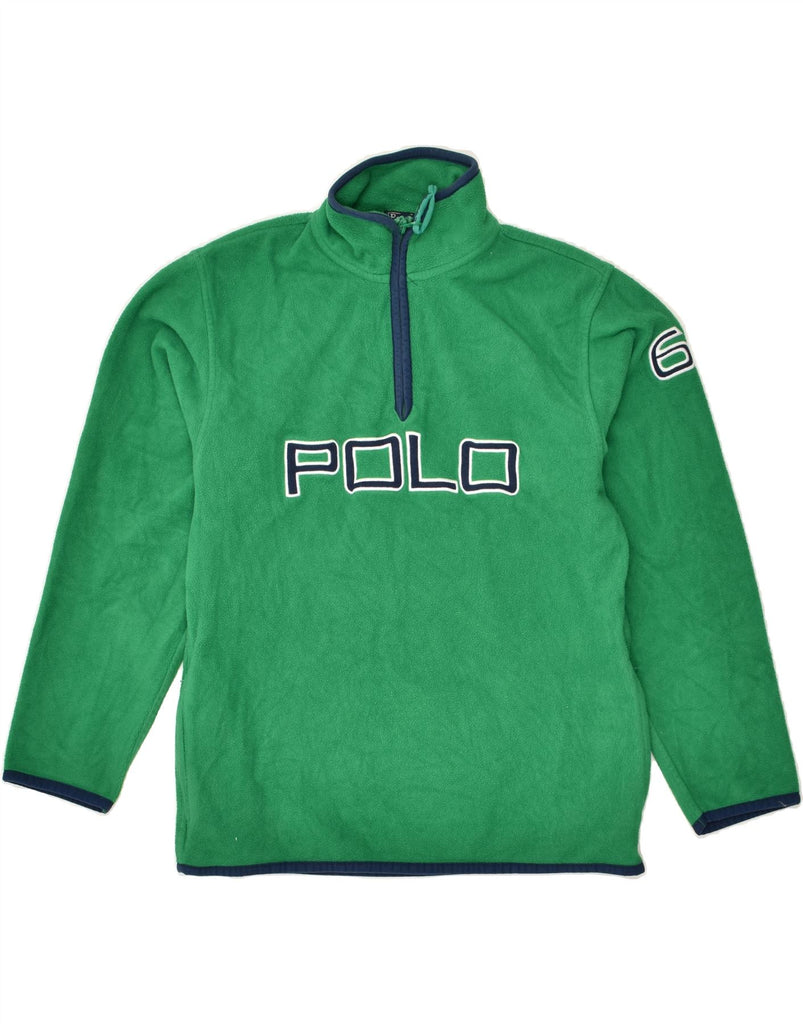 POLO RALPH LAUREN Boys Zip Neck Fleece Jumper 12-13 Years Medium Green | Vintage Polo Ralph Lauren | Thrift | Second-Hand Polo Ralph Lauren | Used Clothing | Messina Hembry 