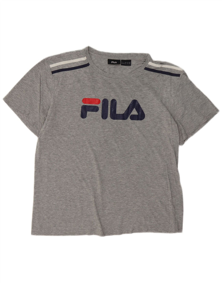 FILA Mens Graphic T-Shirt Top Medium Grey Flecked Cotton