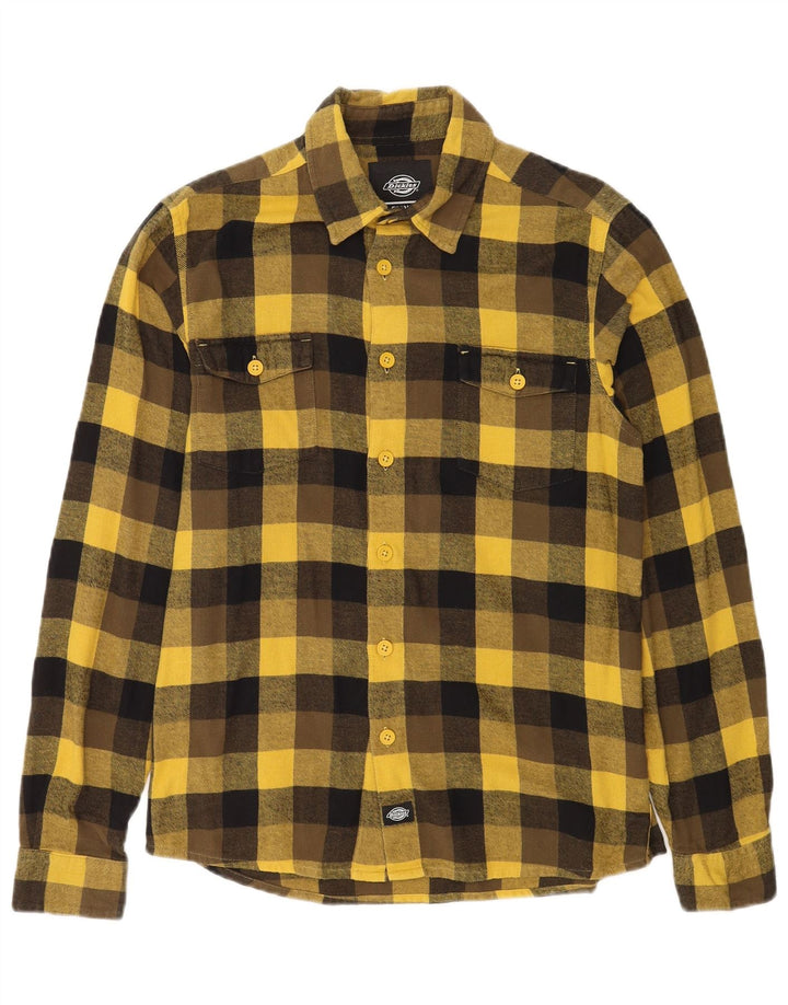 Dickies Mens Flannel Shirt Small Yellow Check Cotton