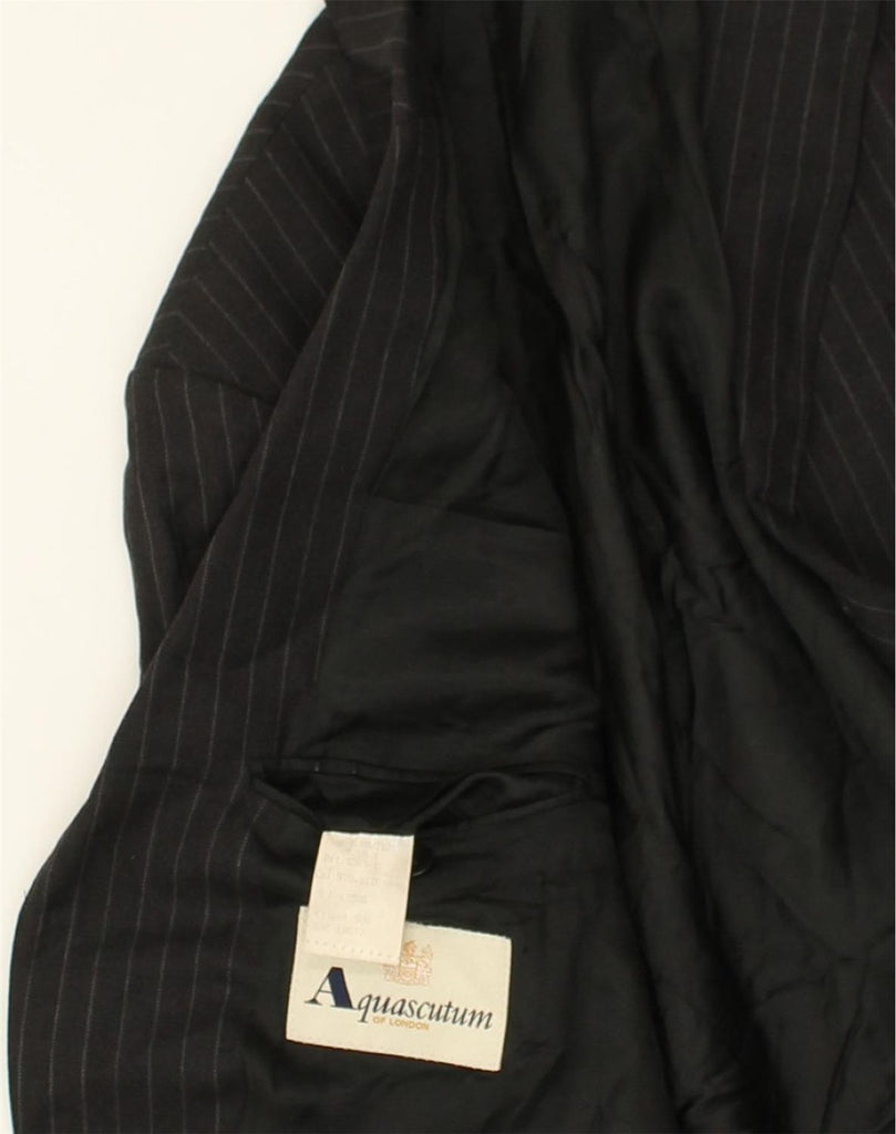 AQUASCUTUM Mens 3 Button Blazer Jacket UK 44 2XL  Grey Pinstripe Wool | Vintage Aquascutum | Thrift | Second-Hand Aquascutum | Used Clothing | Messina Hembry 