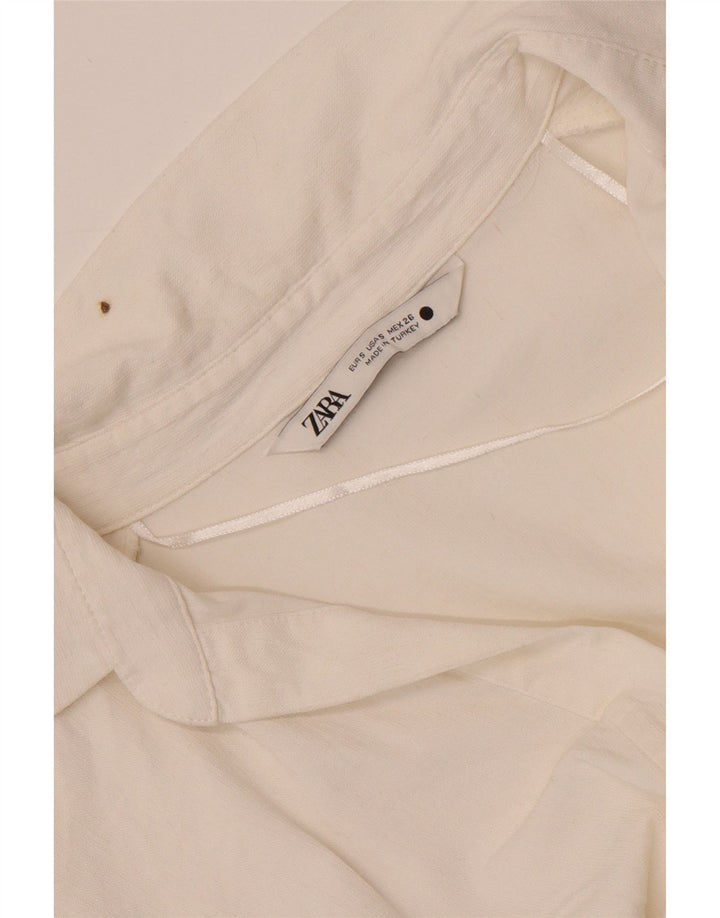 Zara Womens Crop Shirt Blouse UK 10 Small White